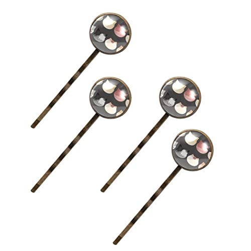 4Pcs Vintage Hair Clips - Retro Hair Pins with Cute Cat Design in Grey for Women & Girls | Perfect for Parties, Weddings & Everyday Styling