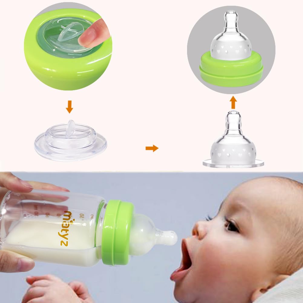 6-Pack Borosilicate Glass Breast Milk Storage Bottles (6 oz) - Wide Neck BPA-Free Baby Bottles for Breastmilk Collection & Formula Storage - Compatible with Medela, Avent, Spectra Pumps - Perfect for Pumping, Storing, and Feeding at Home or On-the-Go