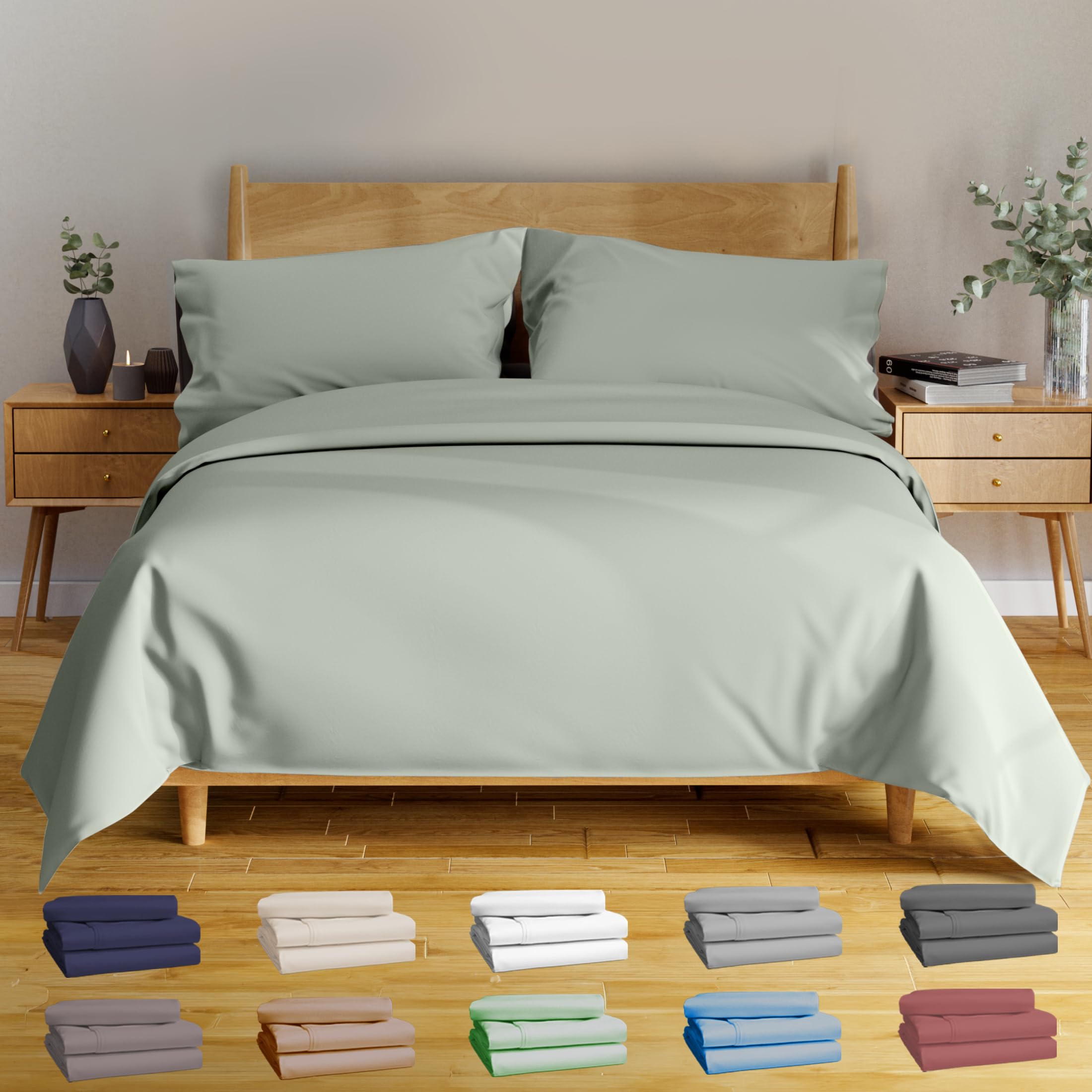BAMPURE Luxury King Size Bamboo Viscose Sheet Set - 100% Bamboo-Derived, Super Soft & Cooling Bed Sheets for Hot Sleepers - Fits Mattresses Up to 16
