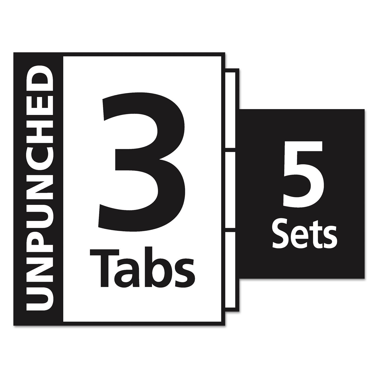 Avery 3-Tab Unpunched Binder Dividers with Clear Label Strips - 5 Sets of White Index Tabs for Easy Printing & Organizing - Perfect for School, Office & Document Filing (11430)