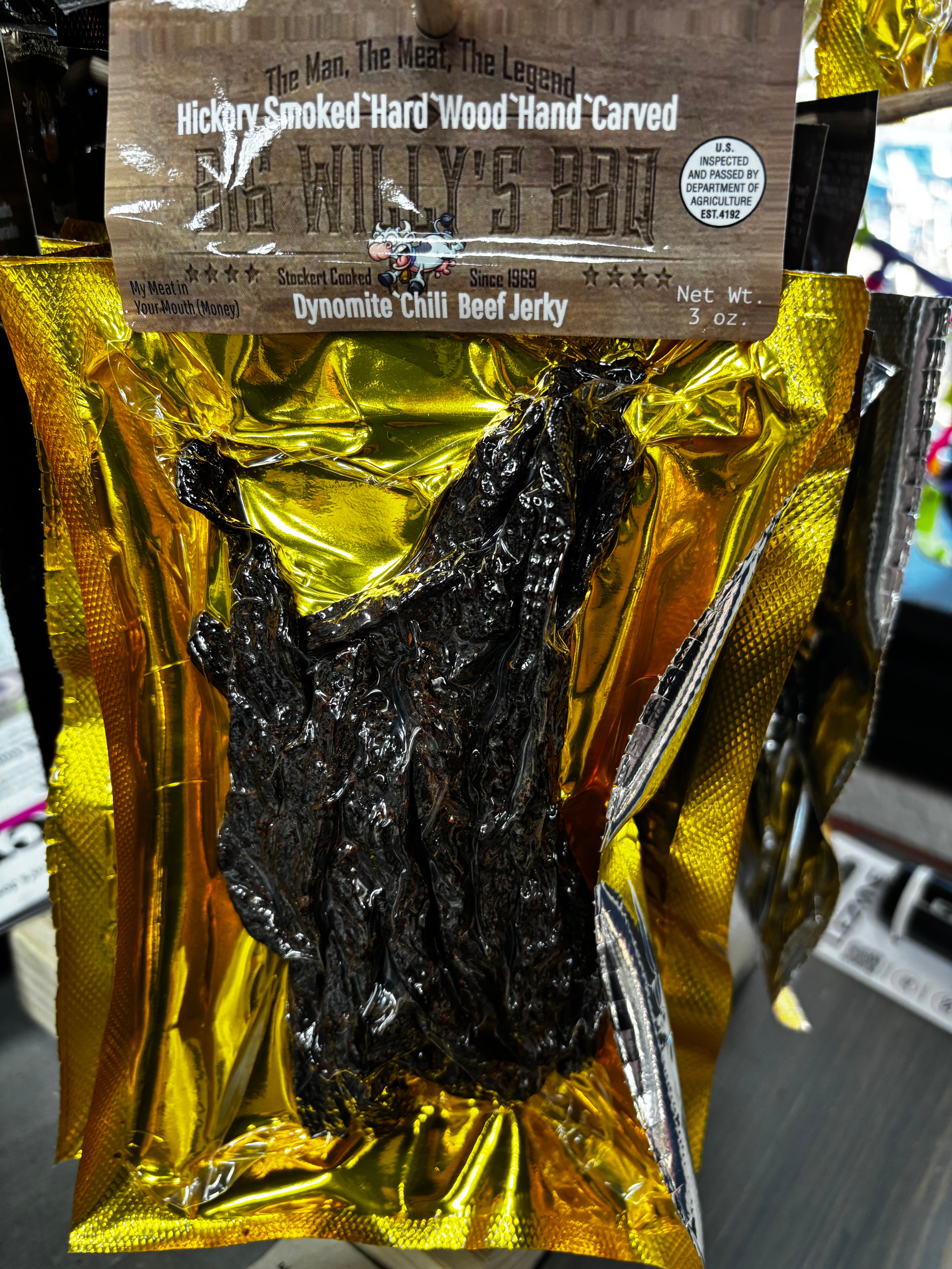 Big Willy’s Premium BBQ Beef Jerky - High Protein, Low Carb, Gluten-Free Snack for Camping, Hiking & Road Trips | Authentic American Flavor