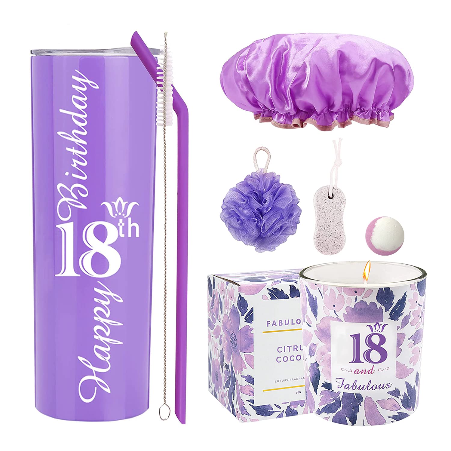 18th Birthday Tumbler Cup - Personalized 18th Birthday Gift for Girls, Teens & Women - Insulated Stainless Steel Travel Mug with Lid - Perfect for 18th Birthday Party Decorations & Daily Use at School, Work or Gym