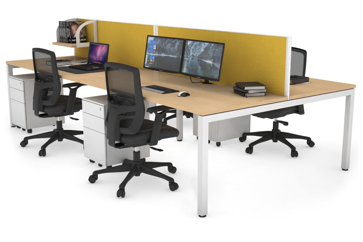 4-Person Office Workstation with Quadro Square Legs - 1800L x 800W Desk with Cable Management Scallop | Perfect for Collaborative Workspaces & Open Office Environments