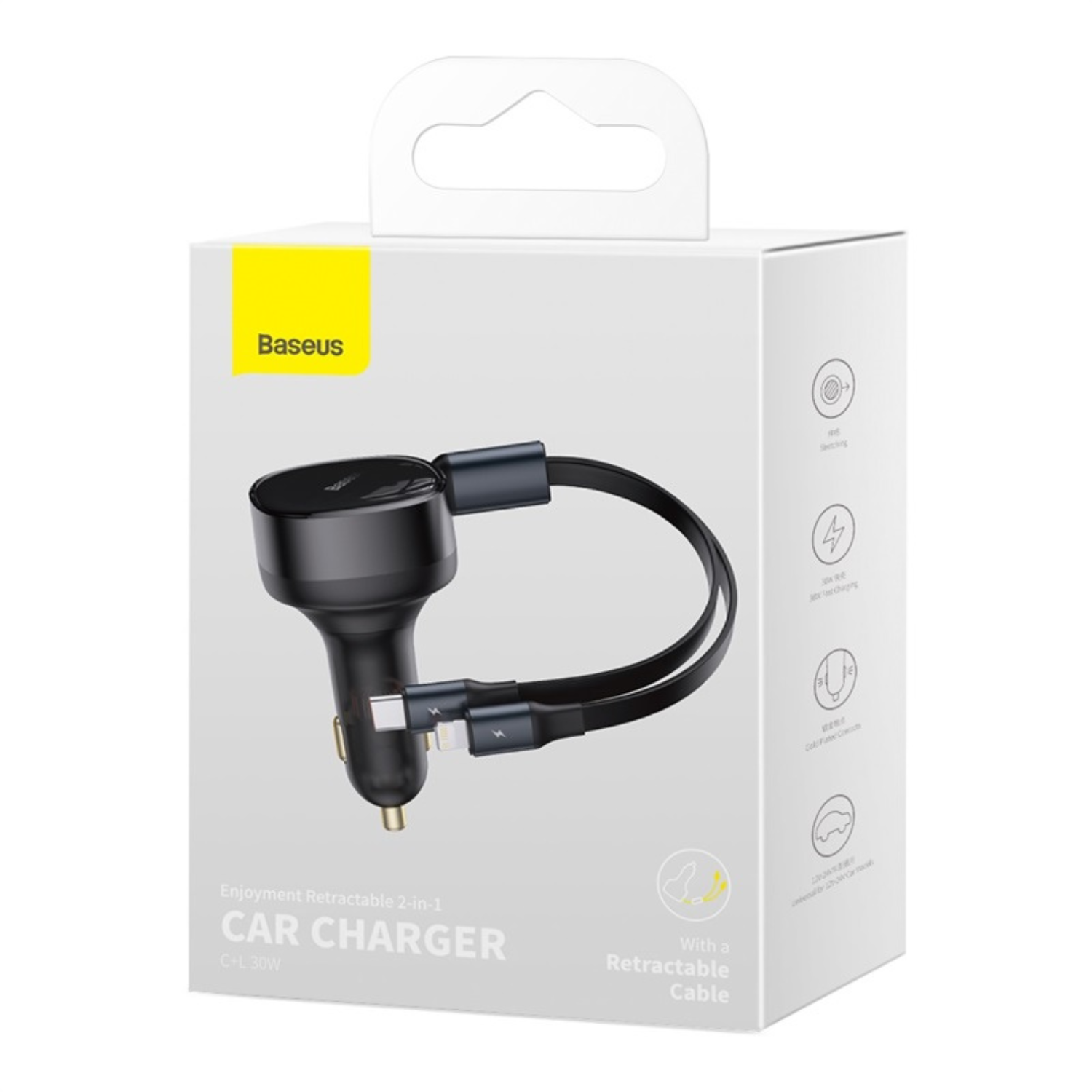 Baseus 30W Fast Car Charger 2-in-1 USB C & Lightning Port for iPhone & Android - Quick Charge for Road Trips & Commuting