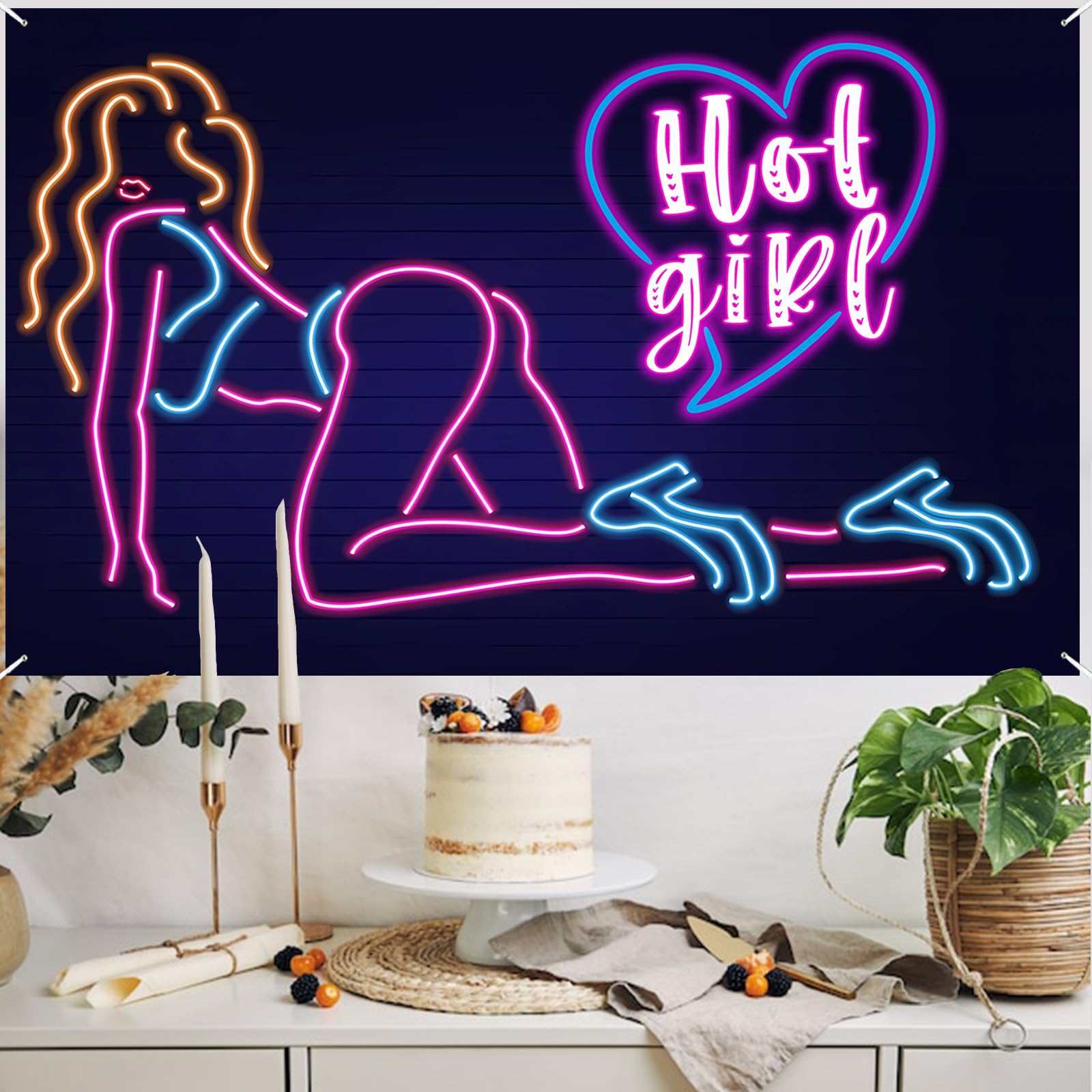 Sexy Neon Pole Dancing Backdrop - Bachelorette Party Decor, Bridal Shower, Birthday & P-Valley Theme Party Supplies - Photo Booth Props & Chair Dancing Decorations for Adult Nightlife Events