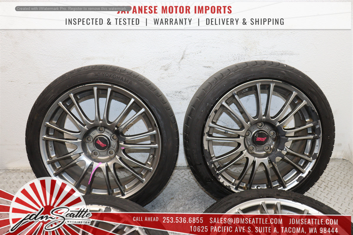 JDM 2008-2014 Subaru WRX STI OEM Rims and Tires V10 Complete Set - Perfect Fit for Performance Upgrades & Street Racing