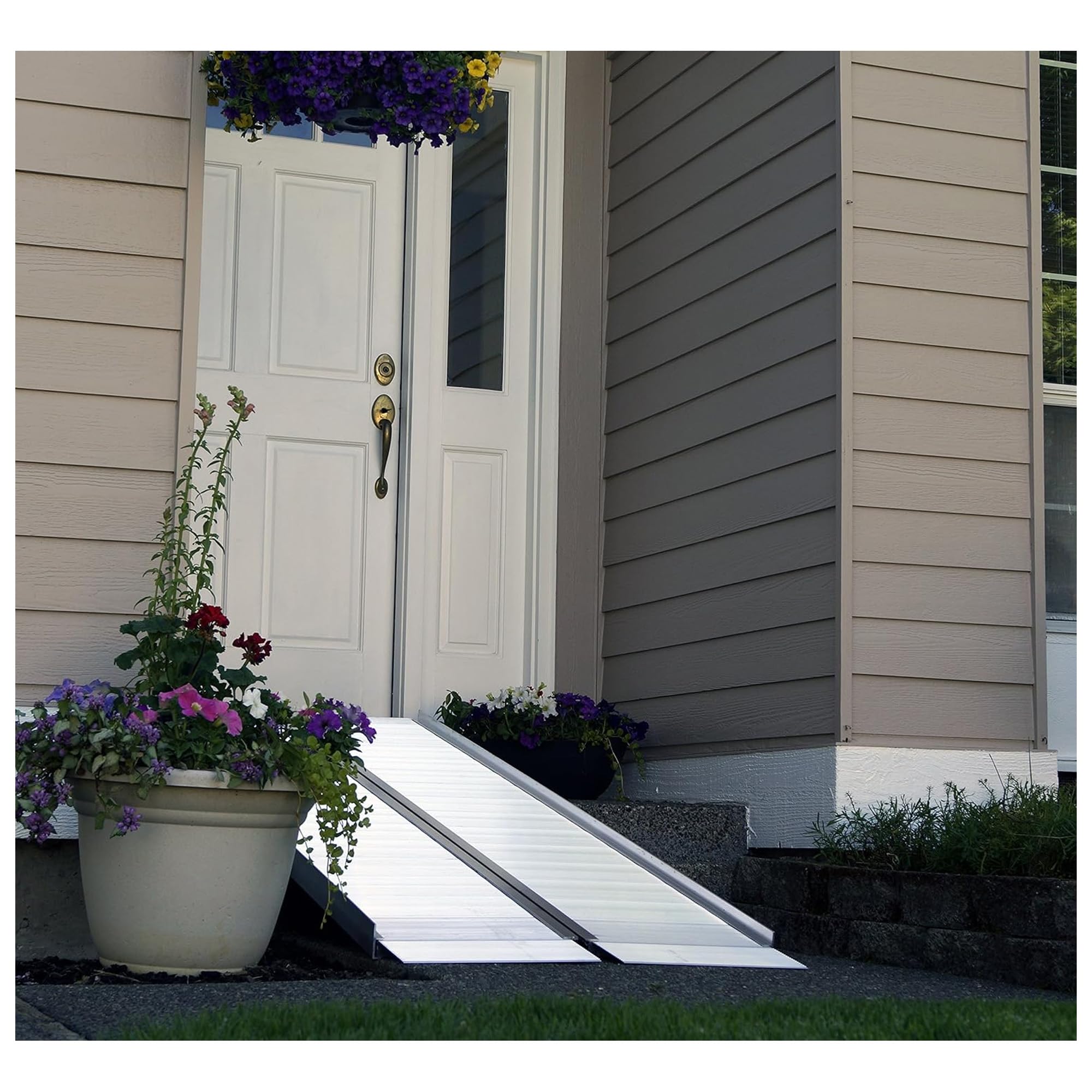 EZ-ACCESS 5ft x 30in Portable Singlefold Wheelchair Ramp with Ergonomic Handles, Anti-Slip Extruded Tread & Self-Adjusting Transition Plates - Lightweight Aluminum Mobility Ramp for Homes, Vehicles & Wheelchair Access (ADA Compliant)