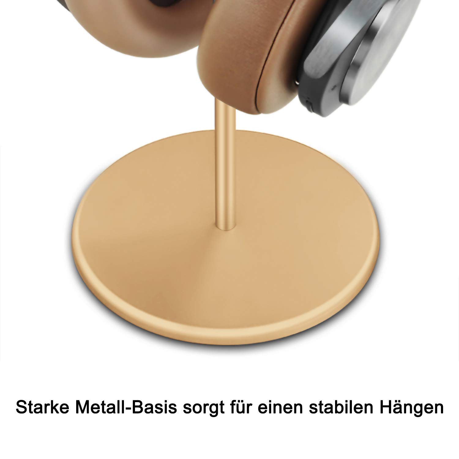 Premium Walnut Wood & Aluminum Headphone Stand - Sturdy Gaming Headset Holder with Heavy Base for All Headphone Sizes (Gold) | Perfect for Desk Organization & Gaming Setup Accessories