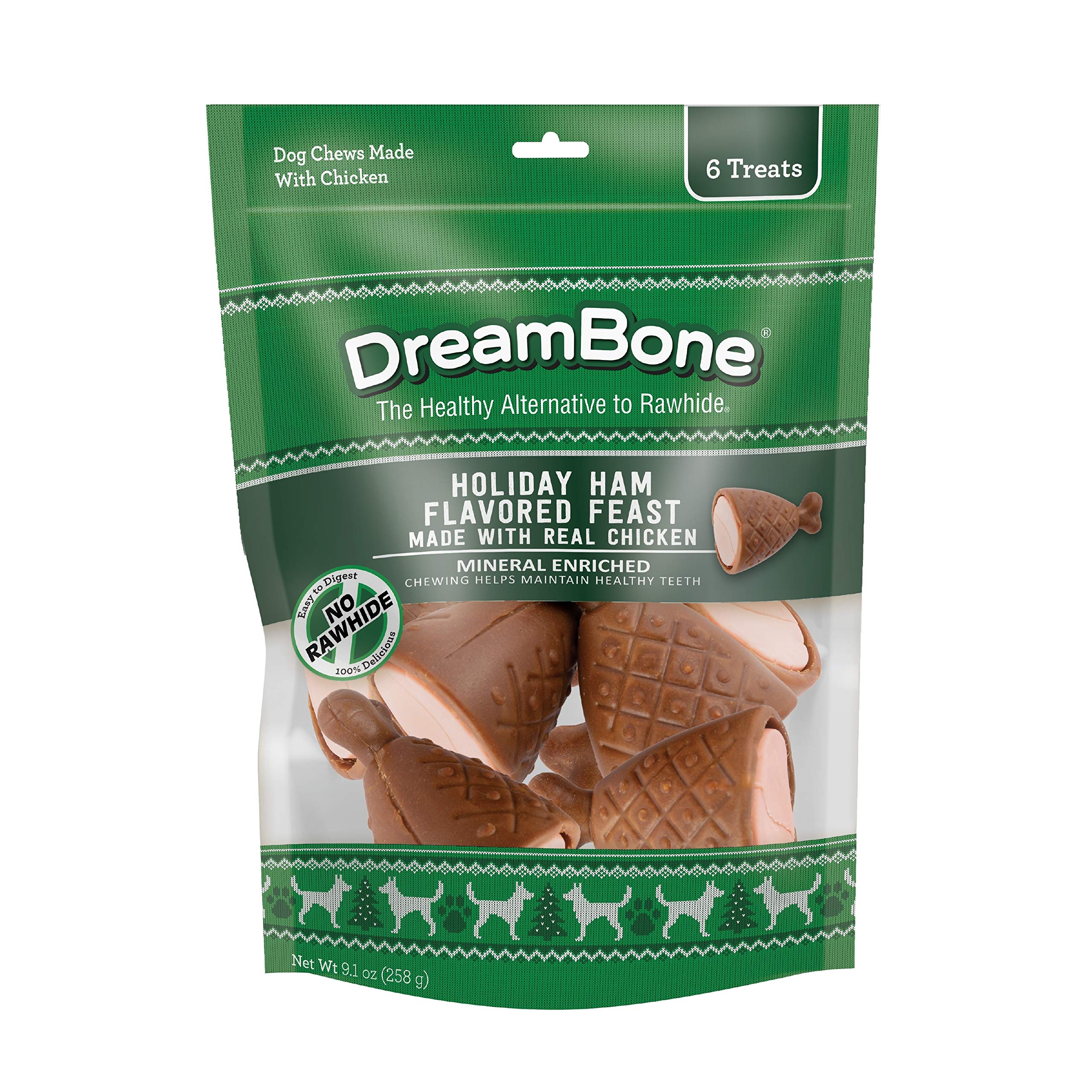 DreamBone Holiday Rawhide-Free Dog Chews - Real Chicken & Vegetable Flavored Dental Treats for Small, Medium & Large Dogs - Perfect for Christmas Stockings & Training Rewards
