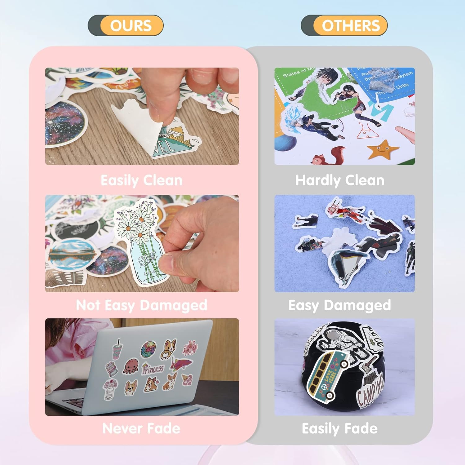 400 PCS Cute Vinyl Stickers Pack - Waterproof Decals for Water Bottles, Laptops, Skateboards, Notebooks & Phones - Fun DIY Art Stickers for Kids, Teens, Girls & Adults - Perfect for School, Office & Home Decor
