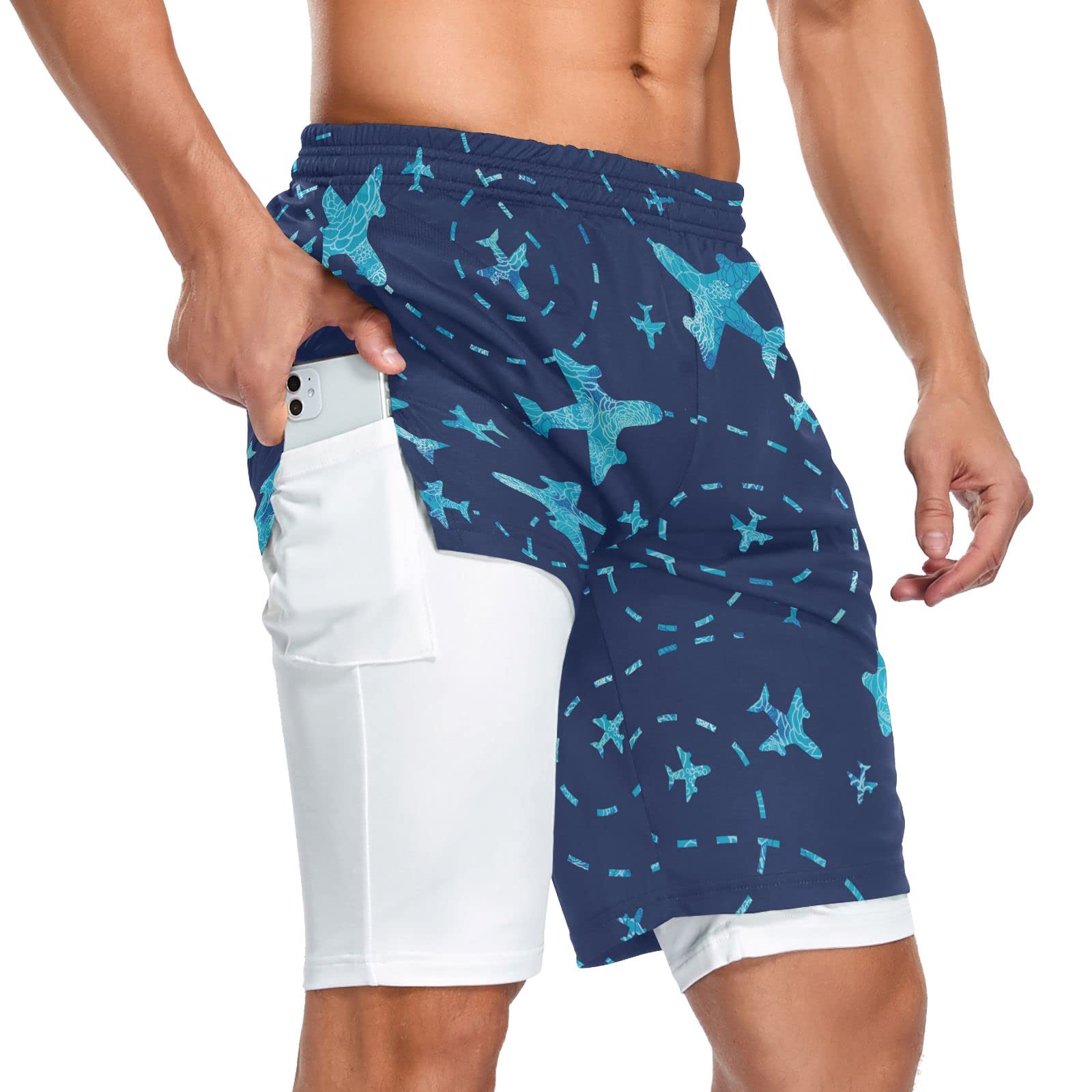 Men's 2-in-1 Quick Dry Running Shorts with Phone Pockets & Towel Loop - Breathable Workout Athletic Shorts for Gym, Jogging & Outdoor Sports