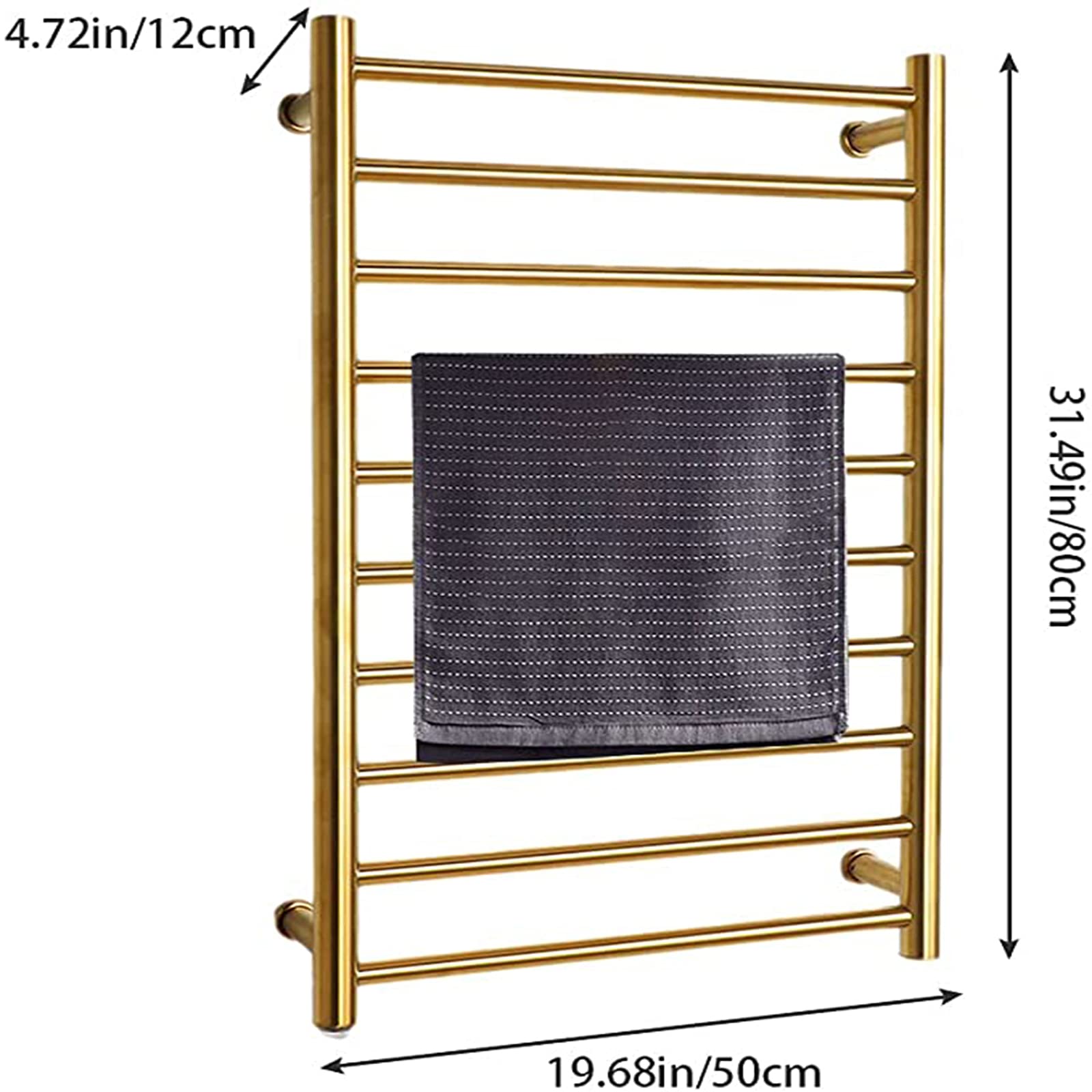 APUM 88W Energy Efficient Heated Towel Rack - 304 Stainless Steel Wall Mounted Electric Towel Warmer with Timer for Bathroom (Gold Hardwired) | Warm & Dry Towels Instantly - Perfect for Spa, Luxury Hotels & Cozy Home Bathrooms