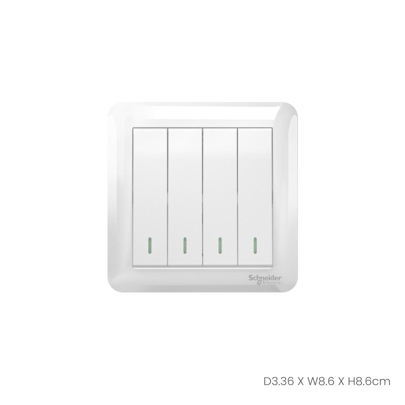 4 Gang 1 Way 10A Light Switch - A3G34B1A (A3G34B1A_WE_G2) (JK34B1) - Perfect for Home, Office & Commercial Electrical Wiring Projects