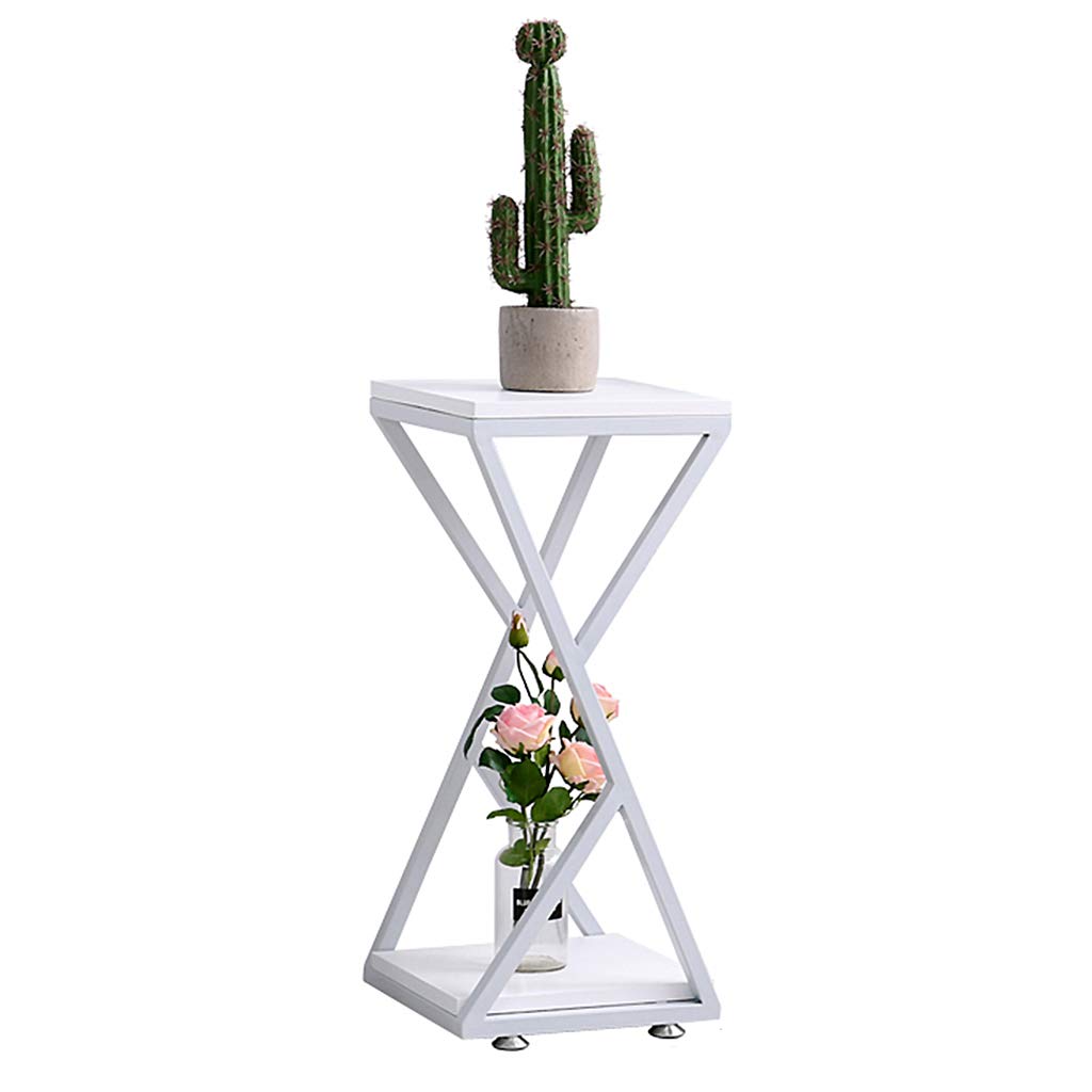 White Metal Plant Stand for Indoor & Outdoor Use - 30x67cm Non-Slip Flower Shelf for Balcony, Garden, Terrace, Courtyard - Perfect for Potted Plants, Herbs & Home Decor