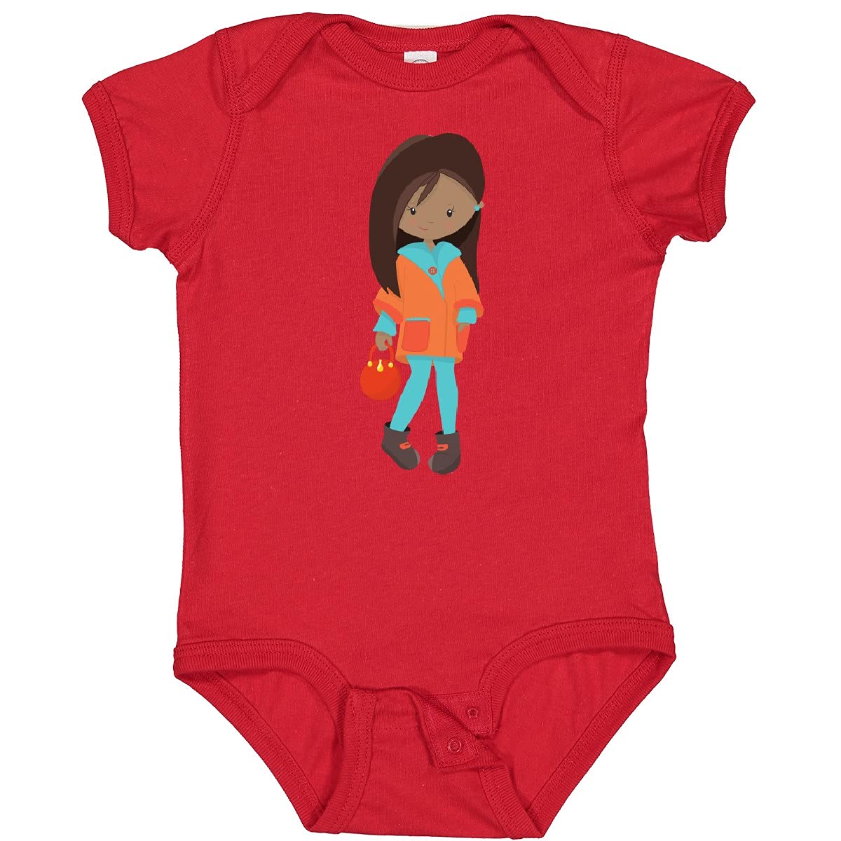 Inktastic African American Girl Fashion Baby Bodysuit - Orange Jacket Cute Outfit for Infants & Toddlers | Perfect for Casual Wear, Playdates, and Photo Shoots