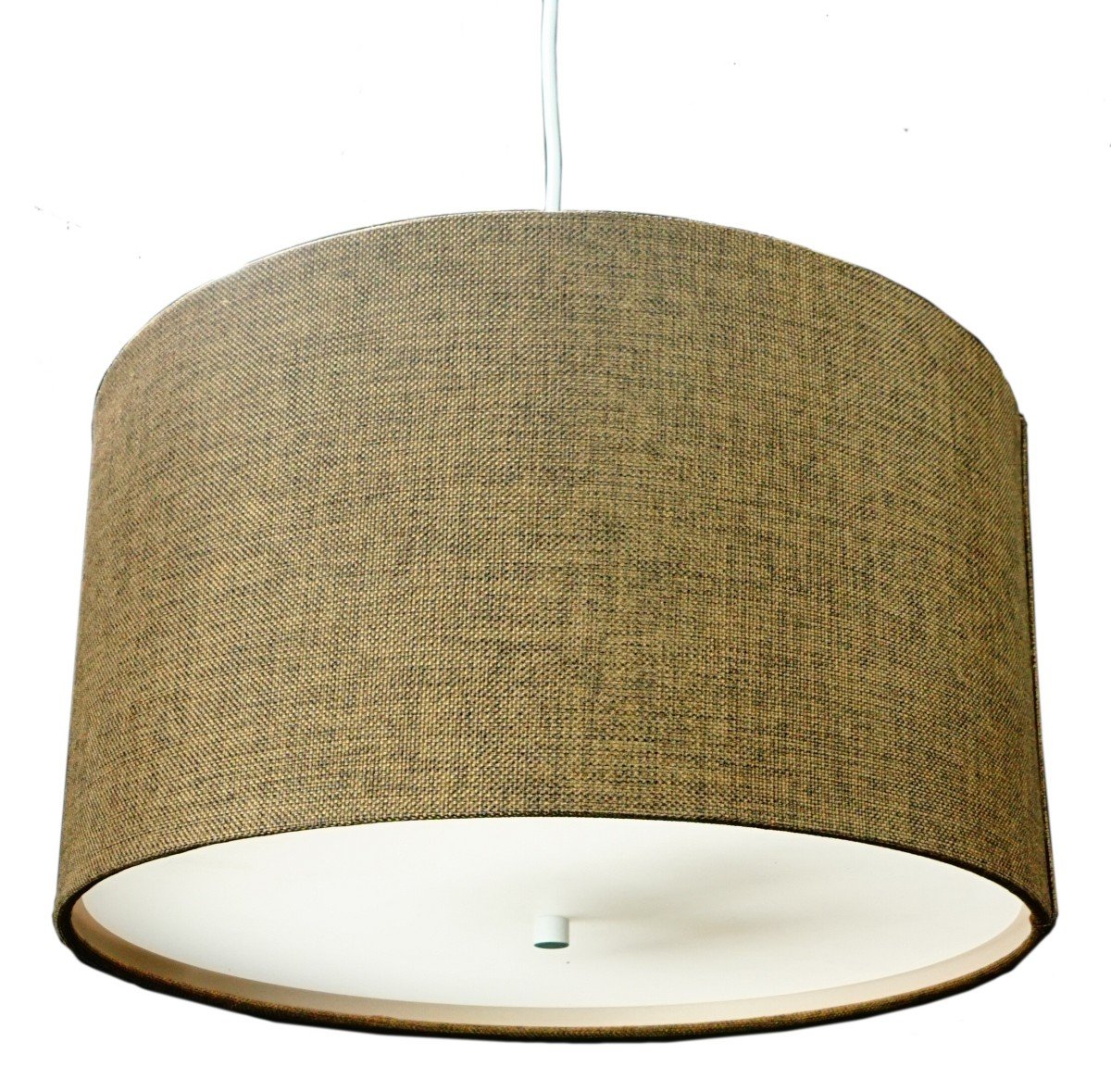 HomeConcept 2-Light Plug-in Swag Pendant with Diffuser - 18 Inch Chocolate Burlap Shade & White Cord - Perfect for Kitchen Islands, Dining Rooms & Bedroom Lighting