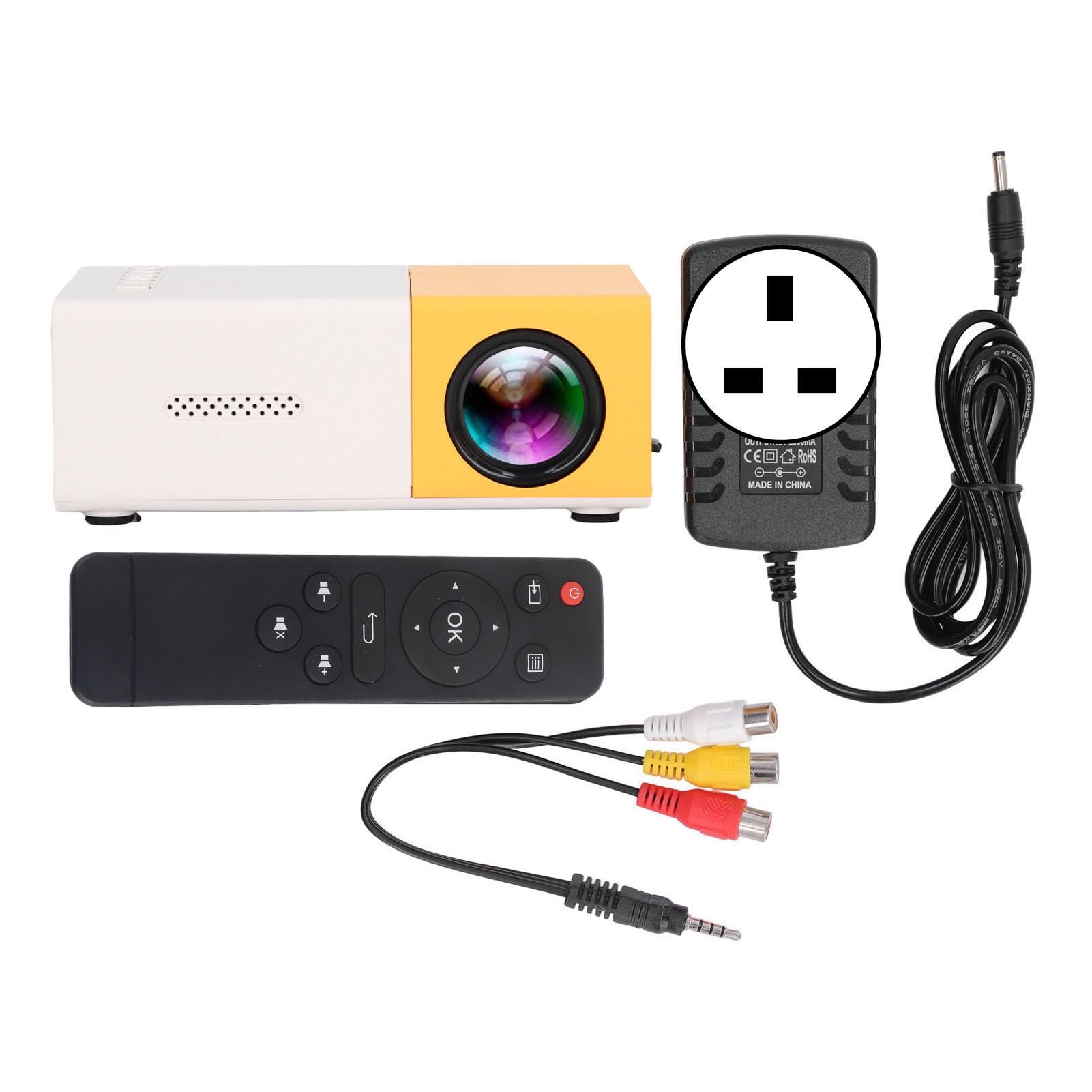 RajoNN Mini HD Projector - 1080P Support, 800:1 Contrast Ratio, Built-in Speaker, 23 Languages, Compact Portable Projector for Home Theater, Bedroom Movie Nights, and Indoor Entertainment (UK Plug)