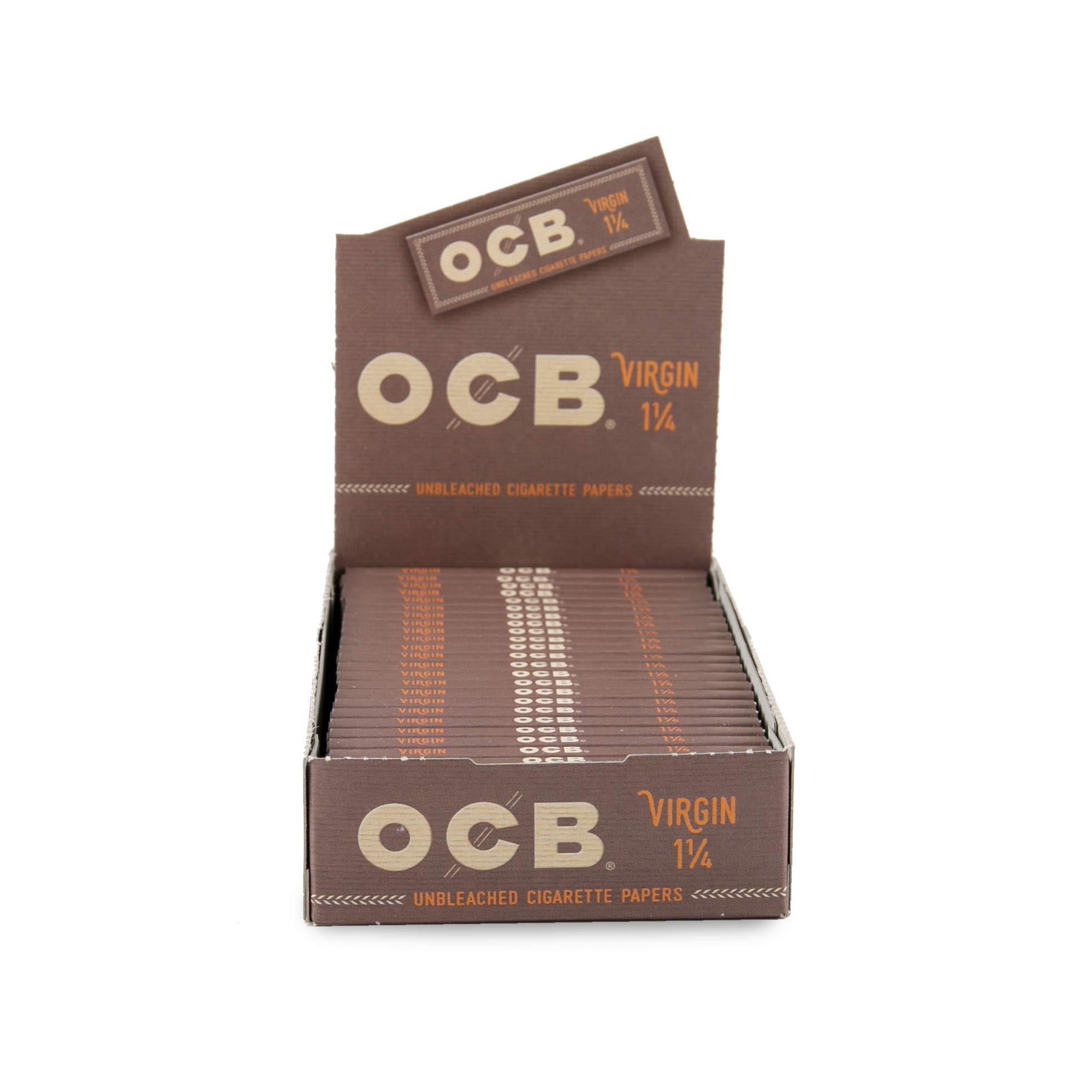 OCB Virgin Series Unbleached Rolling Papers - Super Thin & Minimally Processed - 24 Count Bulk Pack (1 1/4 Size) - Perfect for Smooth Rolling & Natural Smoking Experience