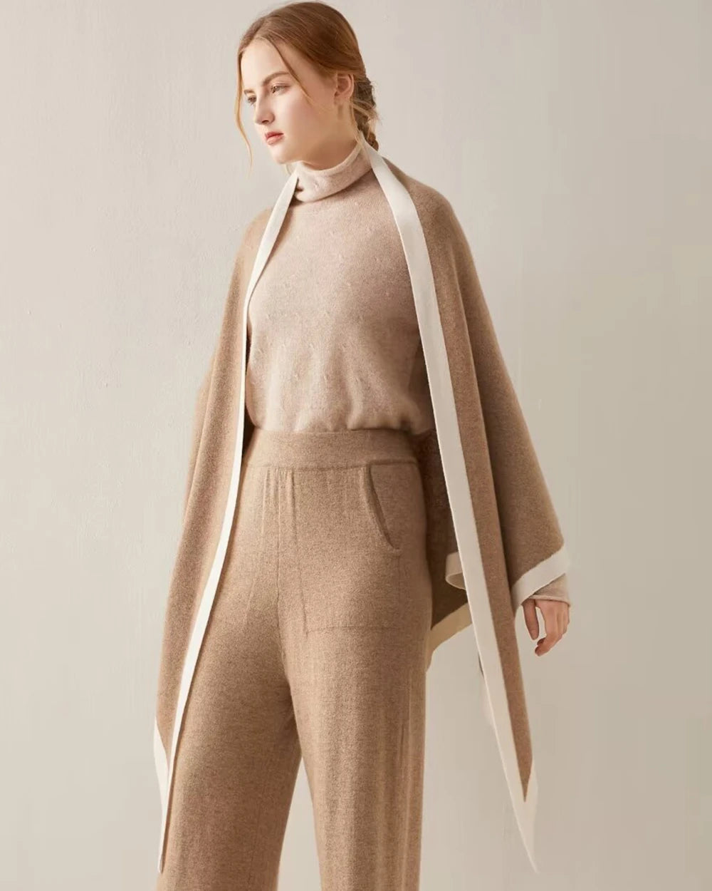 Luxurious Cashmere Color Block Wrap Scarf - Soft & Warm Winter Fashion Accessory for Women - Perfect for Office, Travel, and Evening Outings