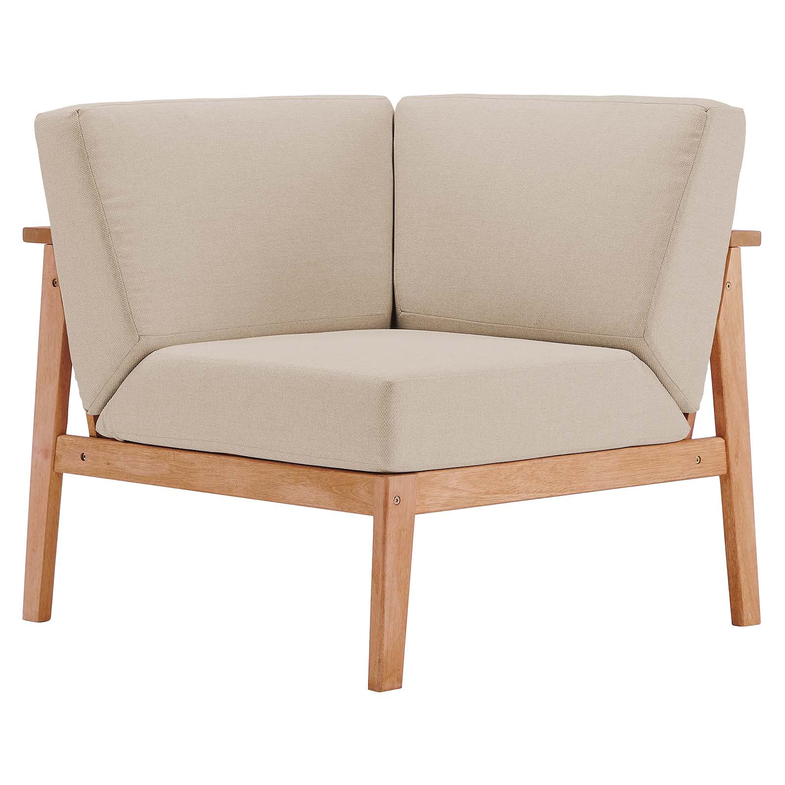 Modern Wood Lounge Chair in Brown, Natural Taupe, and Gray - Perfect for Outdoor Patio, Balcony, Cafe, Bistro, Garden, and Hotel Settings