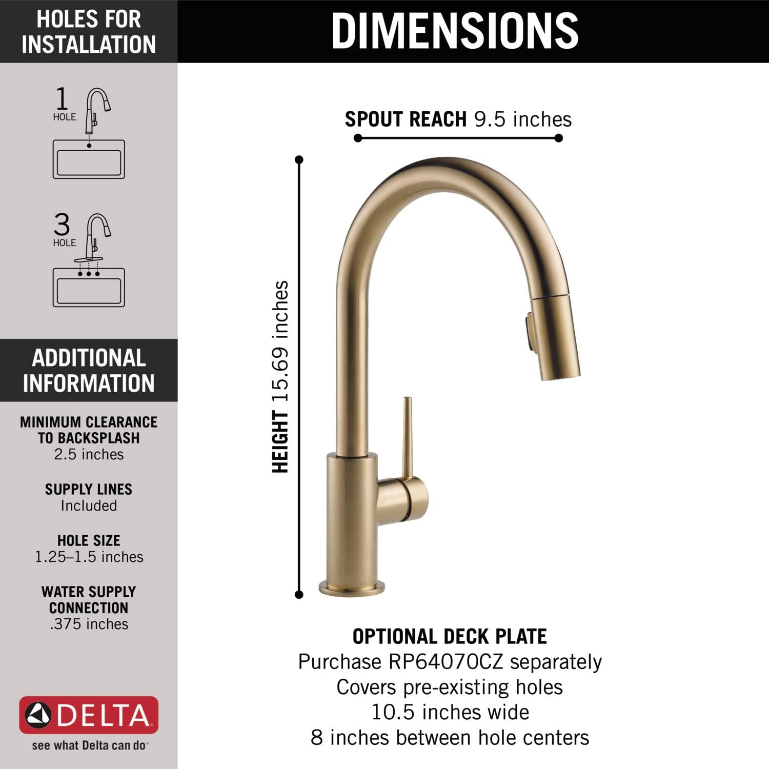 Delta Trinsic 9159-CZ-DST Champagne Bronze Kitchen Faucet with Pull Down Sprayer and Magnetic Docking - Perfect for Modern Farmhouse & Contemporary Kitchen Sinks