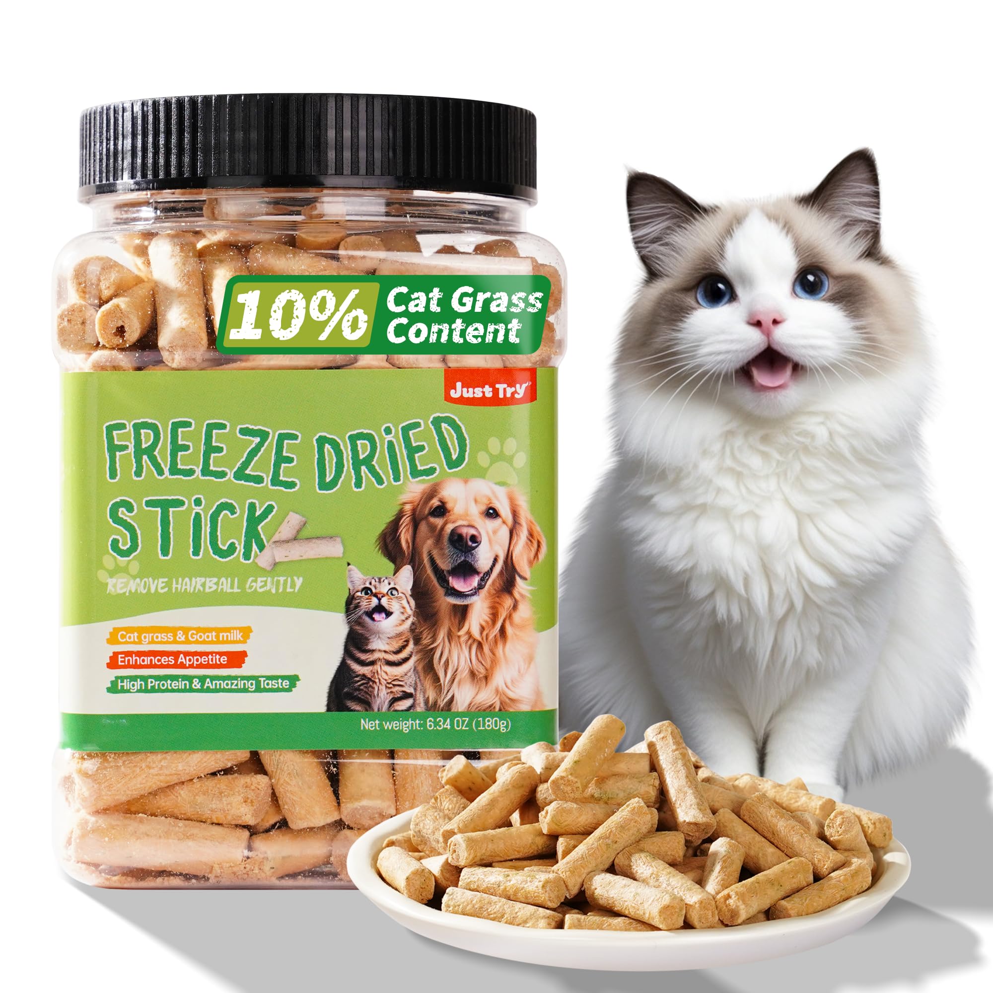 Freeze Dried Chicken Cat Treats 6.34oz - Healthy Training Snacks, Hairball Control & Teeth Cleaning for Indoor Cats - Perfect for Teething Kittens and Daily Reward Treats