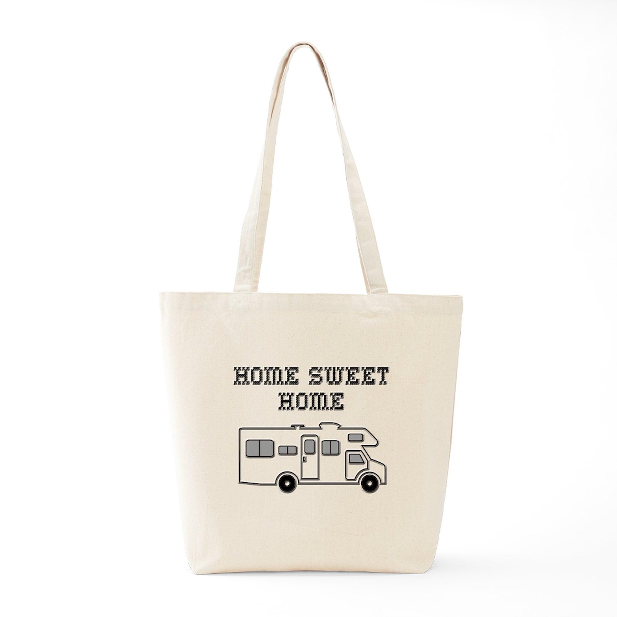 Home Sweet Home Mini Motorhome Tote Bag - Natural Canvas Reusable Shopping Bag for Travel, Groceries & Everyday Use