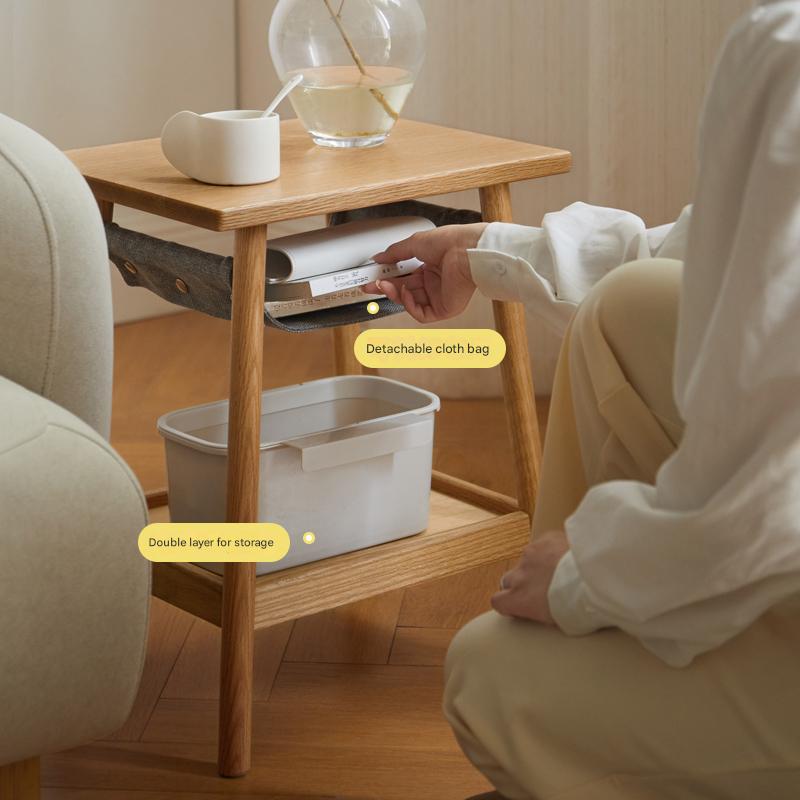 Solid Oak Wood Modern Nordic Side Table - Stylish End Table for Living Room, Bedroom, or Office - Perfect for Coffee, Books, and Decor