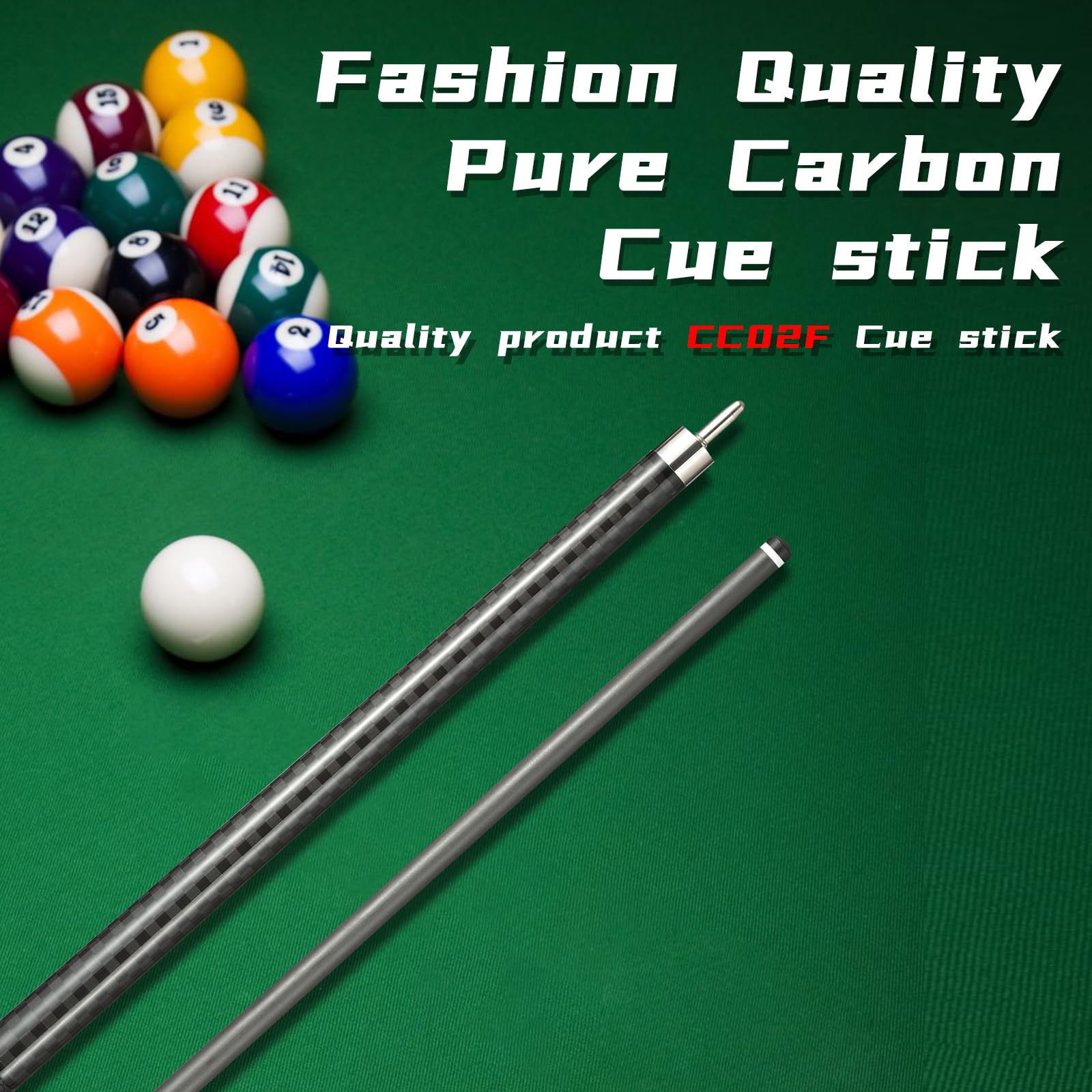 Premium Carbon Fiber Pool Cue Stick - 12.5mm Tip, 20OZ Weight, 58