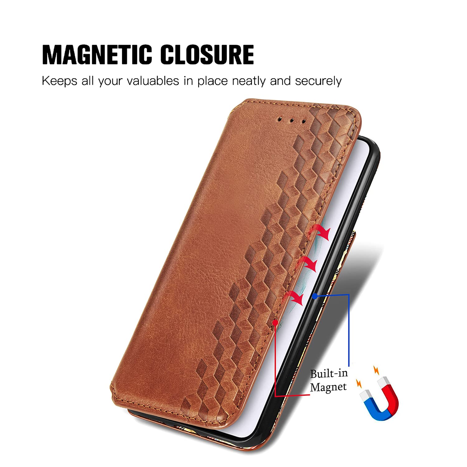 Premium PU Leather Wallet Case for Motorola Moto G Pure with Kickstand, Card Holder & Magnetic Closure - Brown Flip Folio Cover | Perfect for Daily Use, Travel & Business Meetings