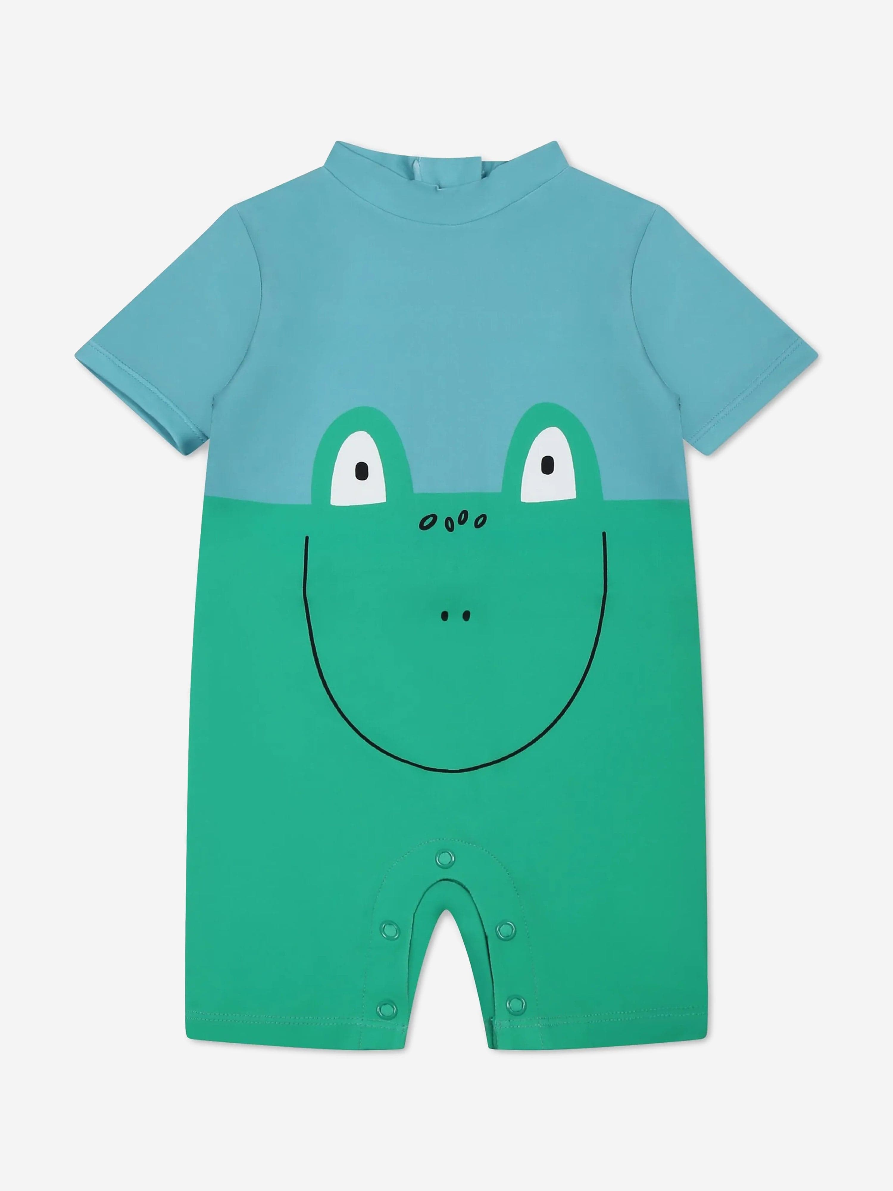 Green Baby Boys Frog All-In-One Swimsuit - UV Protection Swimwear for Toddler Pool, Beach & Water Play