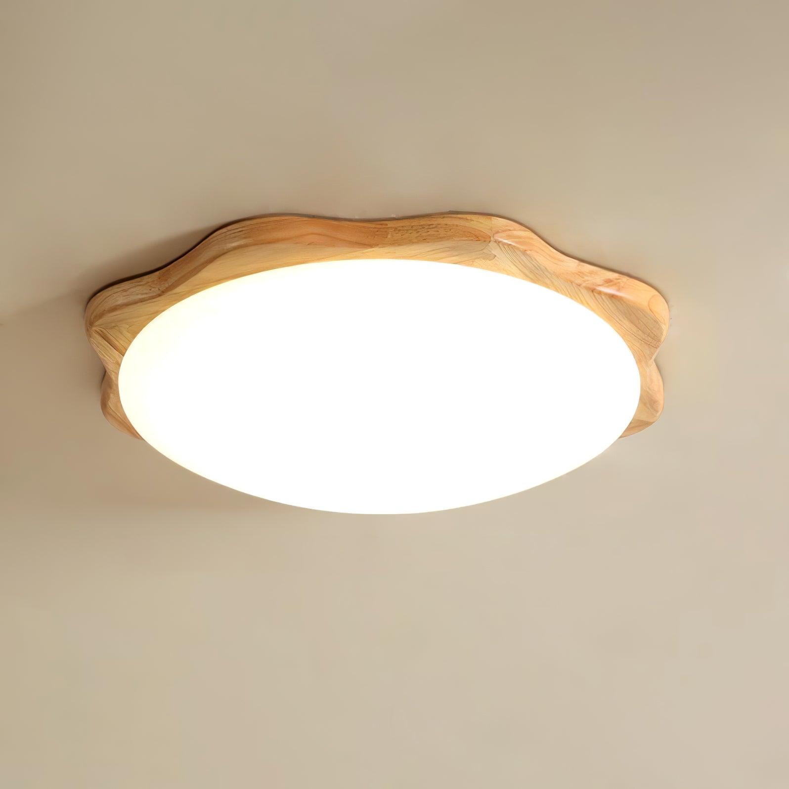 Modern Wooden Drum Ceiling Light Fixture - Handcrafted Natural Wood Pendant Lamp for Living Room, Bedroom, Dining Room & Office Lighting