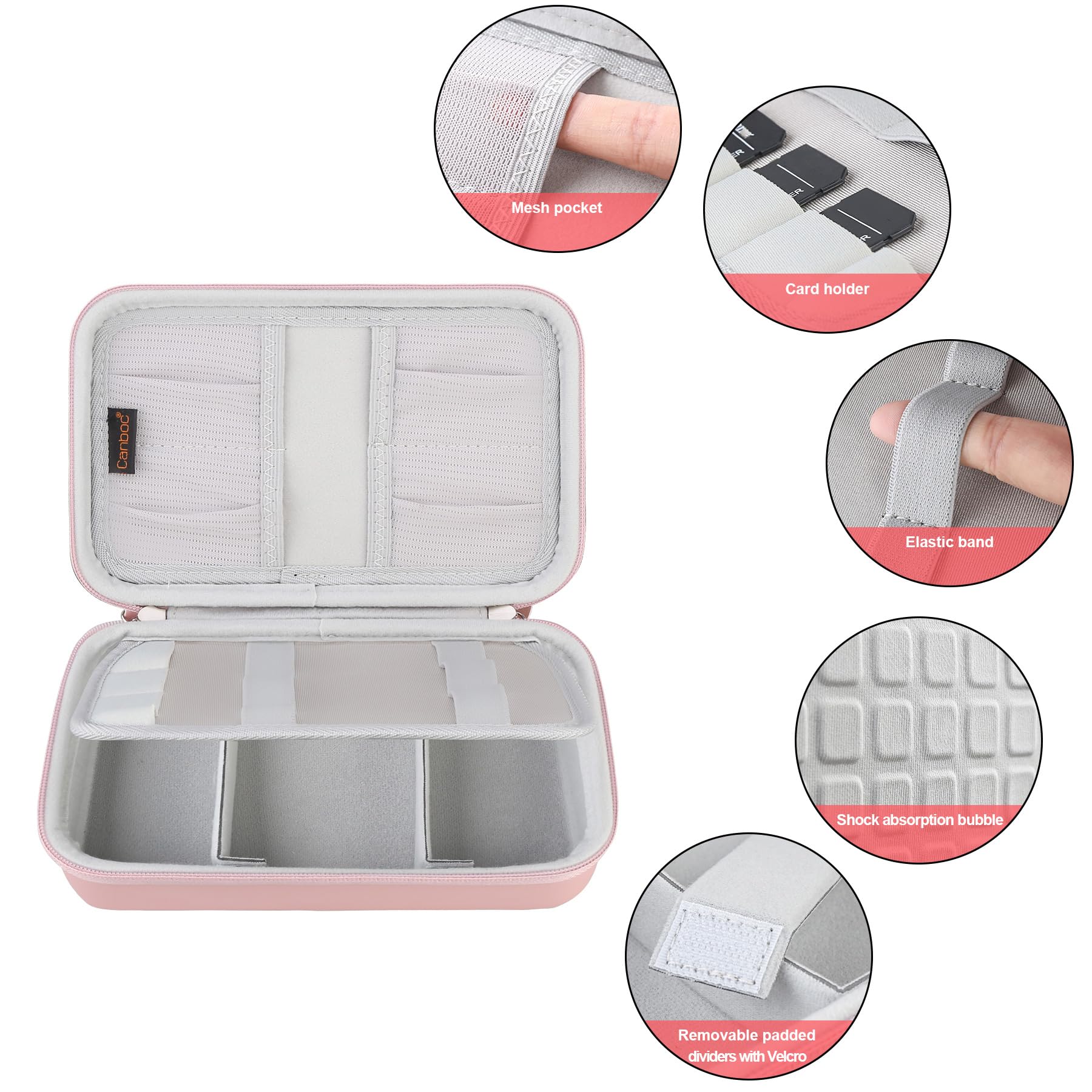 Canboc Hard Electronic Organizer Travel Case - Double Layer Shockproof Storage Box for Charger, Cables, Flash Drive, Mouse, Apple Pencil & Power Bank (Rose Gold) | Perfect for Travel, Office & Home Organization
