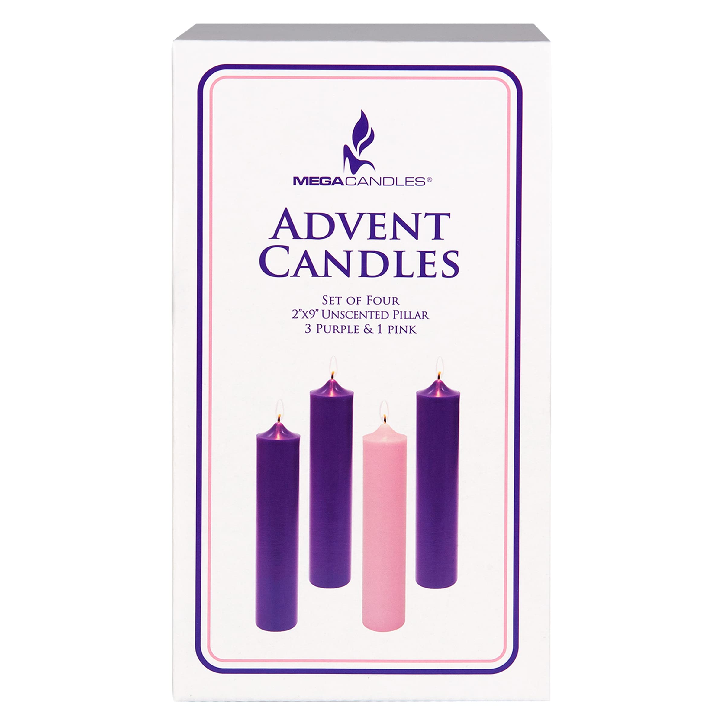 Premium Unscented Christmas Advent Candles Set of 4 - Hand-Poured Bell Top Round Pillar Candles 2