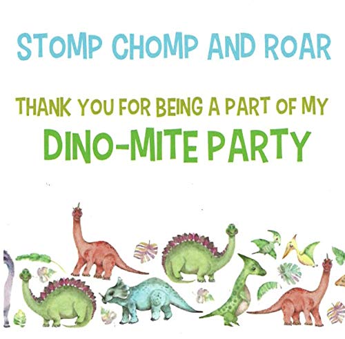 Dinosaur Thank You Stickers for Birthday Party Favors - 3x3 Inch Pack of 40 - Perfect for Goodie Bags, Gift Boxes & DIY Projects | Cute Dino Theme Party Supplies for Kids