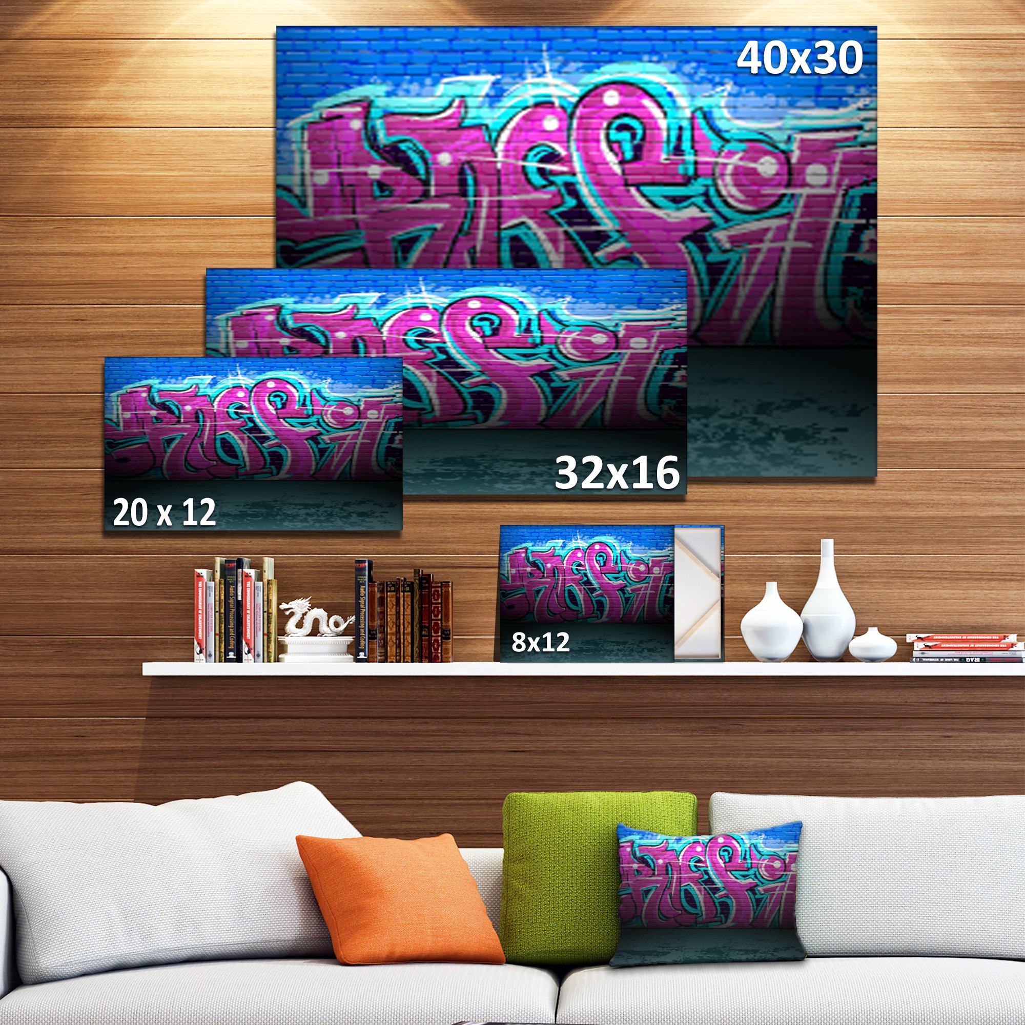 Vibrant Purple Graffiti Wall Street Art Canvas Print - Urban Decor for Living Room, Bedroom & Office