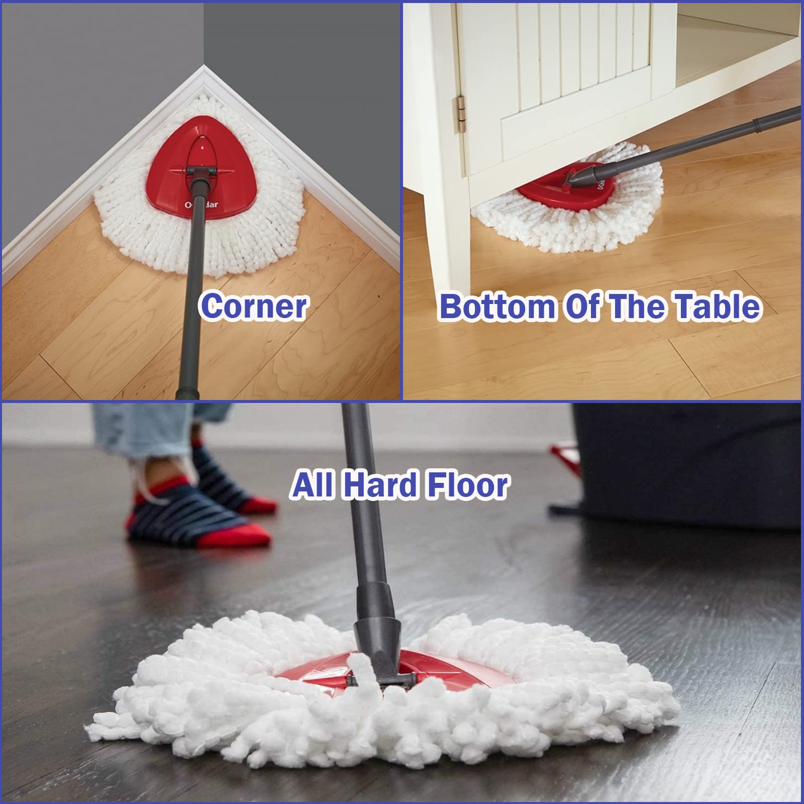 6 Pack Spin Mop Replacement Heads - Compatible with O-Cedar Triangle Swivel Mops | Microfiber Deep Cleaning Refills | Machine Washable & Easy to Install | Perfect for Kitchen, Bathroom & Hard Floor Cleaning