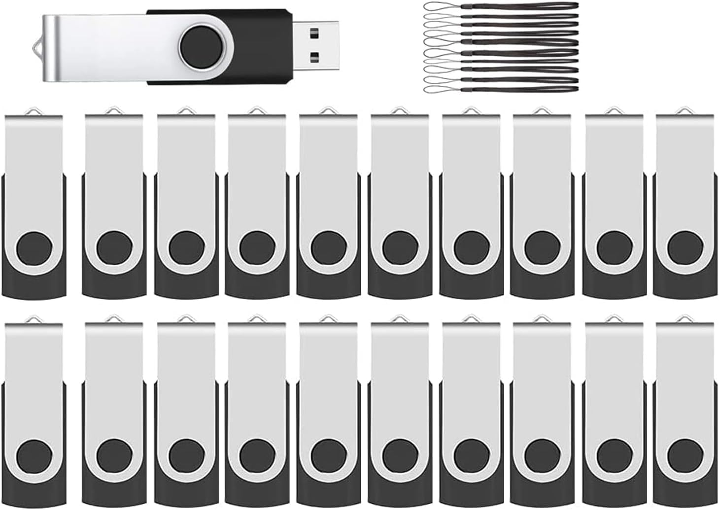 ABLAZE 1GB USB 2.0 Flash Drives 20-Pack with Lanyards - Bulk Storage for Office & School