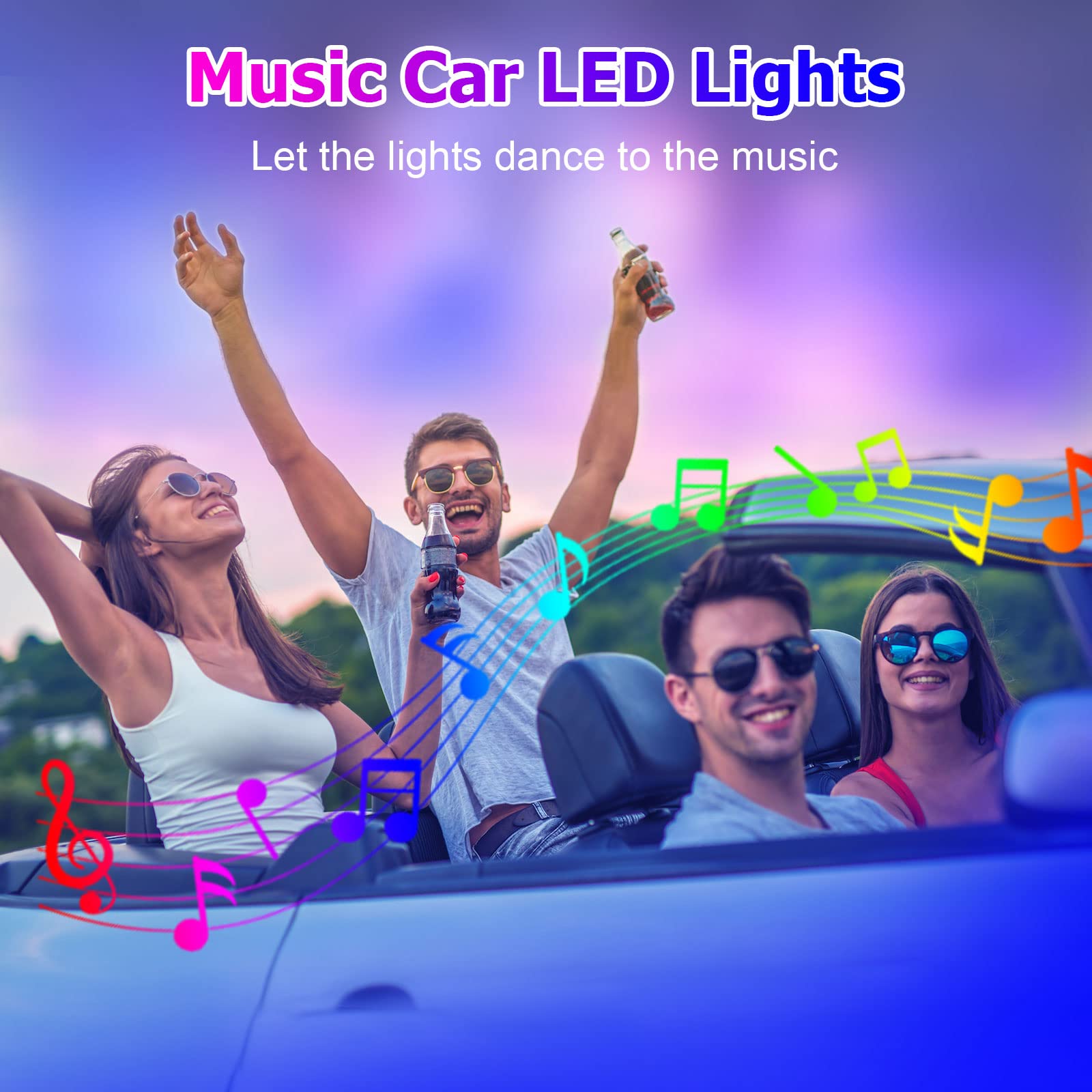 10-in-1 Multicolor RGB LED Car Interior Lighting Kit with 315in Fiber Optic, APP & Music Sync Control - DIY Ambient Neon Strip Lights for Cars, Trucks & SUVs | Perfect for Night Driving, Car Shows & Custom Vehicle Lighting