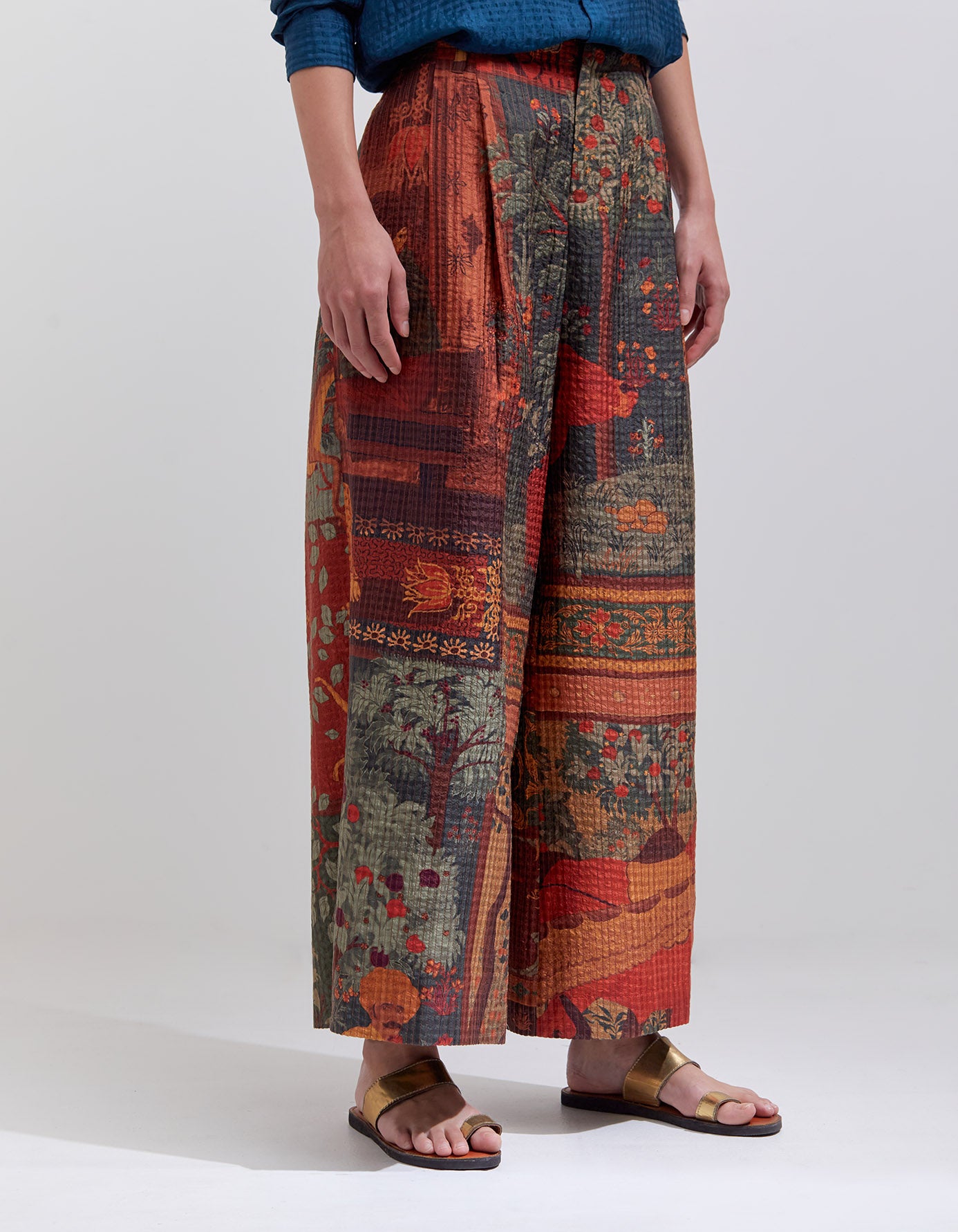 Pakhi Silk Check Trousers for Women - Elegant Terracotta Dhagai Design - Perfect for Office Wear, Parties & Special Occasions