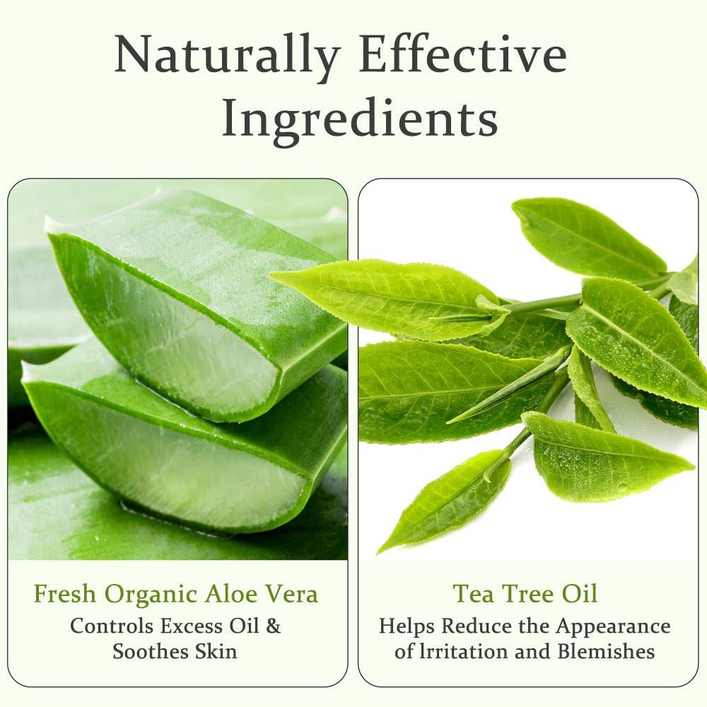 Aloderma Organic Aloe Vera Gel with Tea Tree Oil - 300ml x 3 Bottles | Freshly Harvested Within 12 Hours | Soothing Pure Aloe Gel for Face, Scalp & Aftershave | All Natural Skin Care Solution | Perfect for Sunburn Relief, Daily Moisturizing & Hair Care
