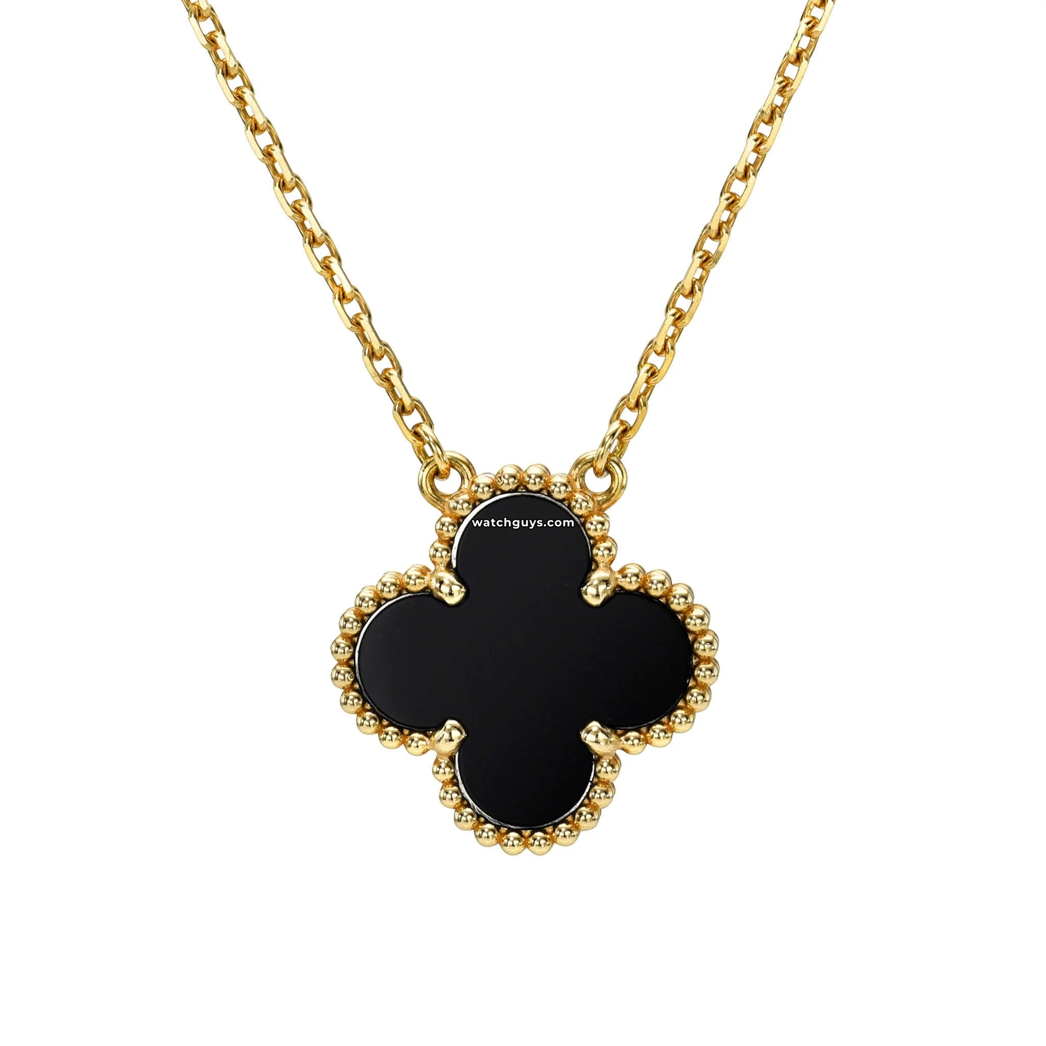 Van Cleef & Arpels Vintage Alhambra Pendant Necklace in Onyx - Elegant Black Gemstone Jewelry for Women, Perfect for Parties, Weddings & Special Occasions