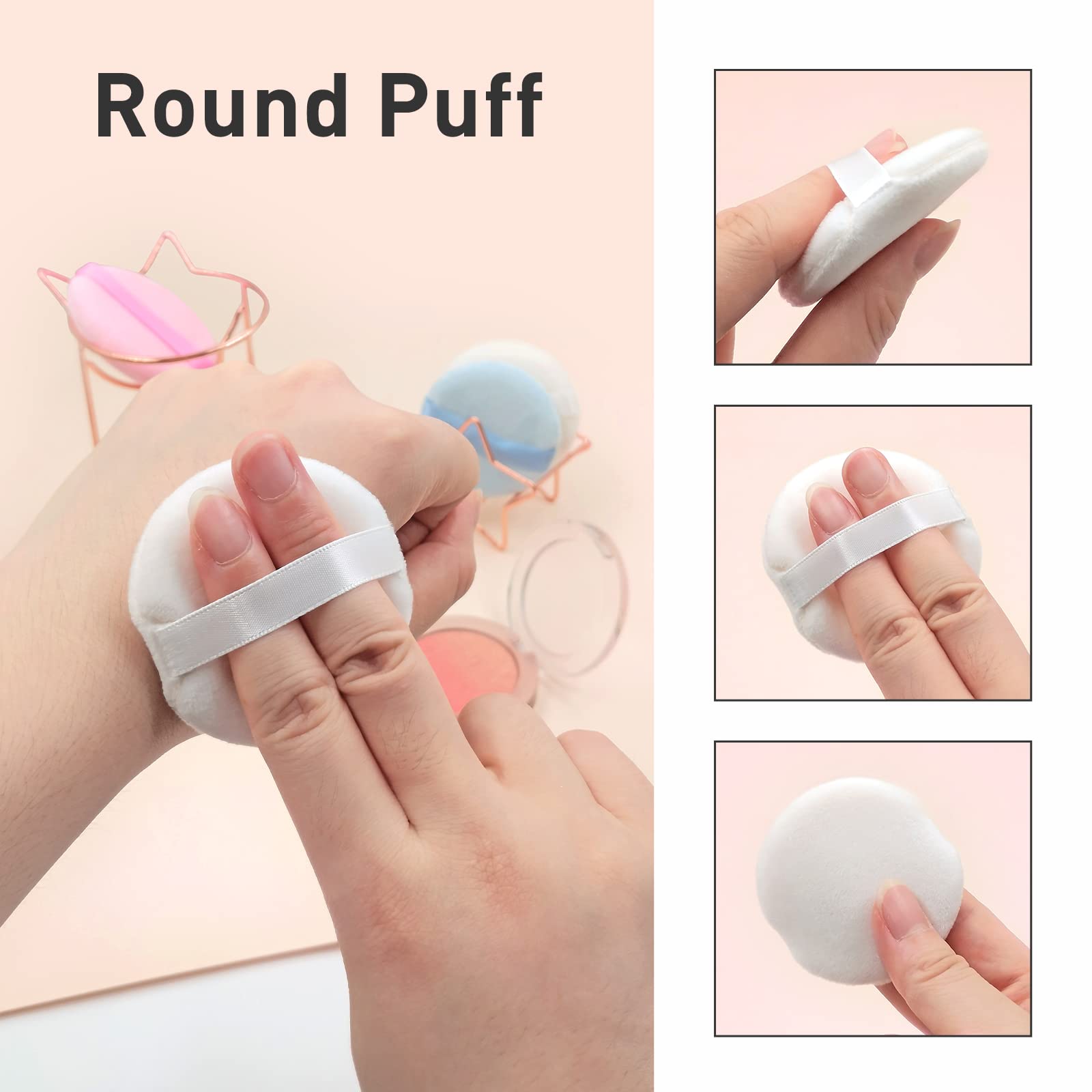 Zvrlampro 6-Piece Soft Cotton Powder Puff Set for Loose & Pressed Foundation - 3.15 Inch Makeup Sponge Pads for Face & Body (Nude) | Perfect for Daily Makeup Application & Touch-Ups