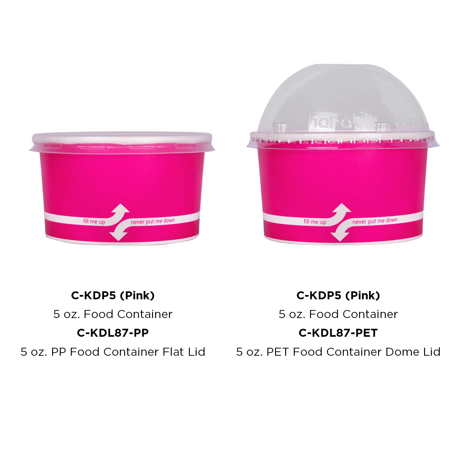 Karat C-KDP5 5 oz Disposable Plastic Food Containers with Lids - Pink (Case of 1000) | Perfect for Takeout, Meal Prep, Party Snacks & Catering