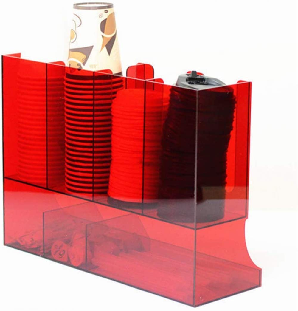 Qiuqiu Paper Cup Lid Holder - Upright Coffee Condiment & Cup Dispenser Organizer - Take-Out Cup Storage Rack for Cafe, Home, Wedding, Party, Buffet (Black) - Perfect for Coffee Shops & Event Catering
