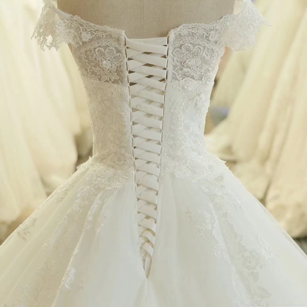 TRHTX Beaded V-Neck Lace Wedding Dress for Bride – Long Sleeve A-Line Tulle Bridal Gown for Church, Beach & Formal Ceremonies