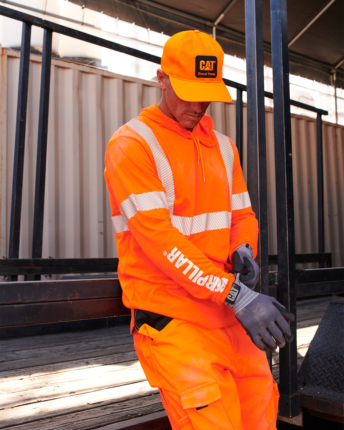 ANSI Certified High Visibility UPF Hooded Long Sleeve T-Shirt for Men - Safety Workwear for Construction, Roadwork & Outdoor Activities