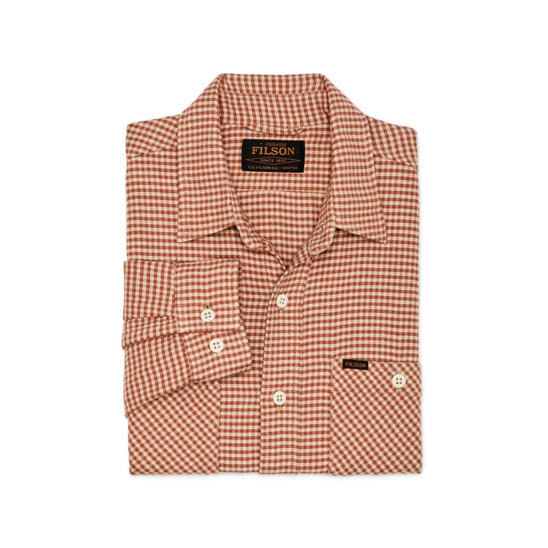Filson Rangeland Flannel Shirt - Salmon & Oat Plaid for Men | Warm & Durable Outdoor Wear for Camping, Hiking & Casual Style