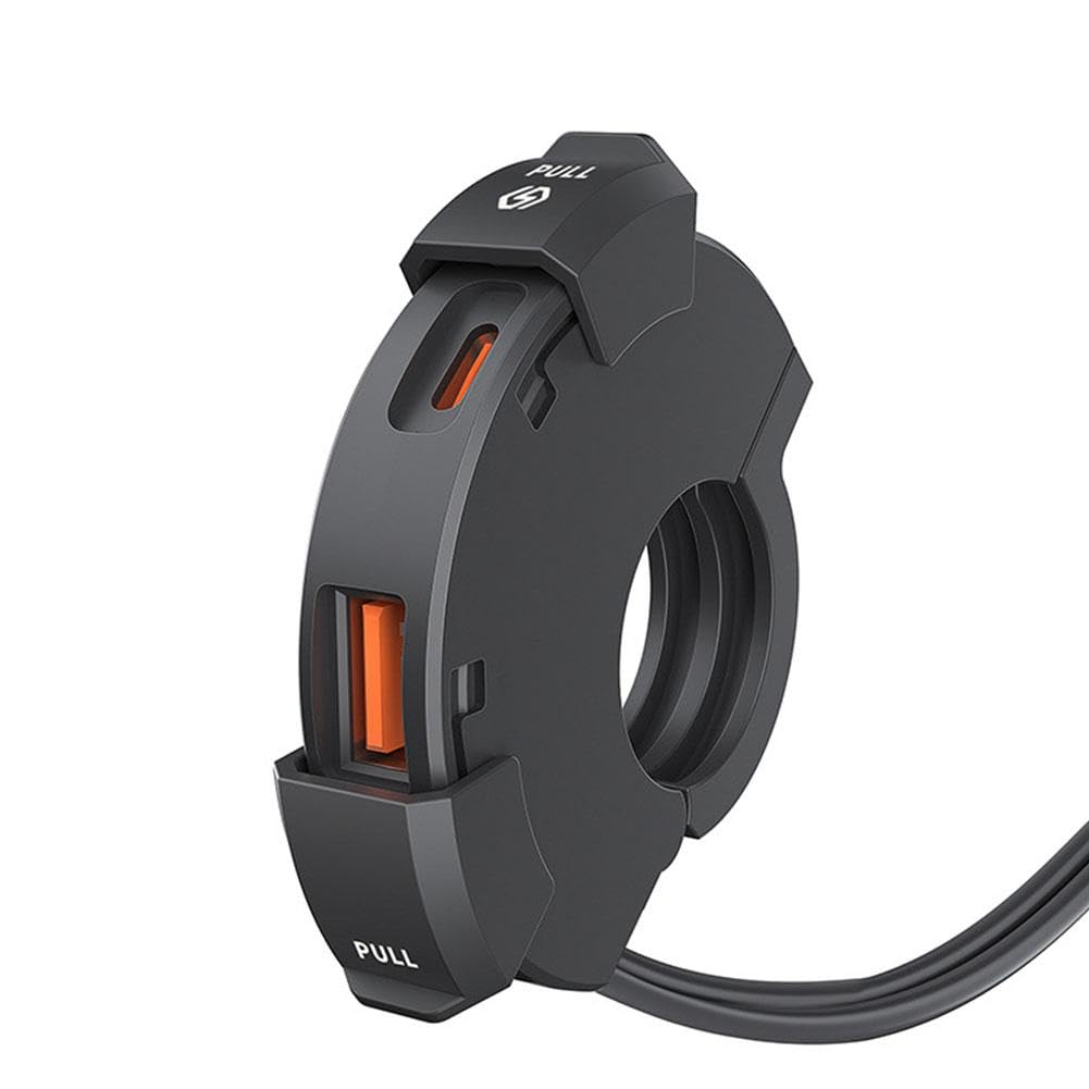 Waterproof Motorcycle Phone Charger Handlebar Mount - Dual Fast-Charging USB A+C Power Adapter with Camera Mount | Perfect for Adventure Riding, Commuting & GPS Navigation