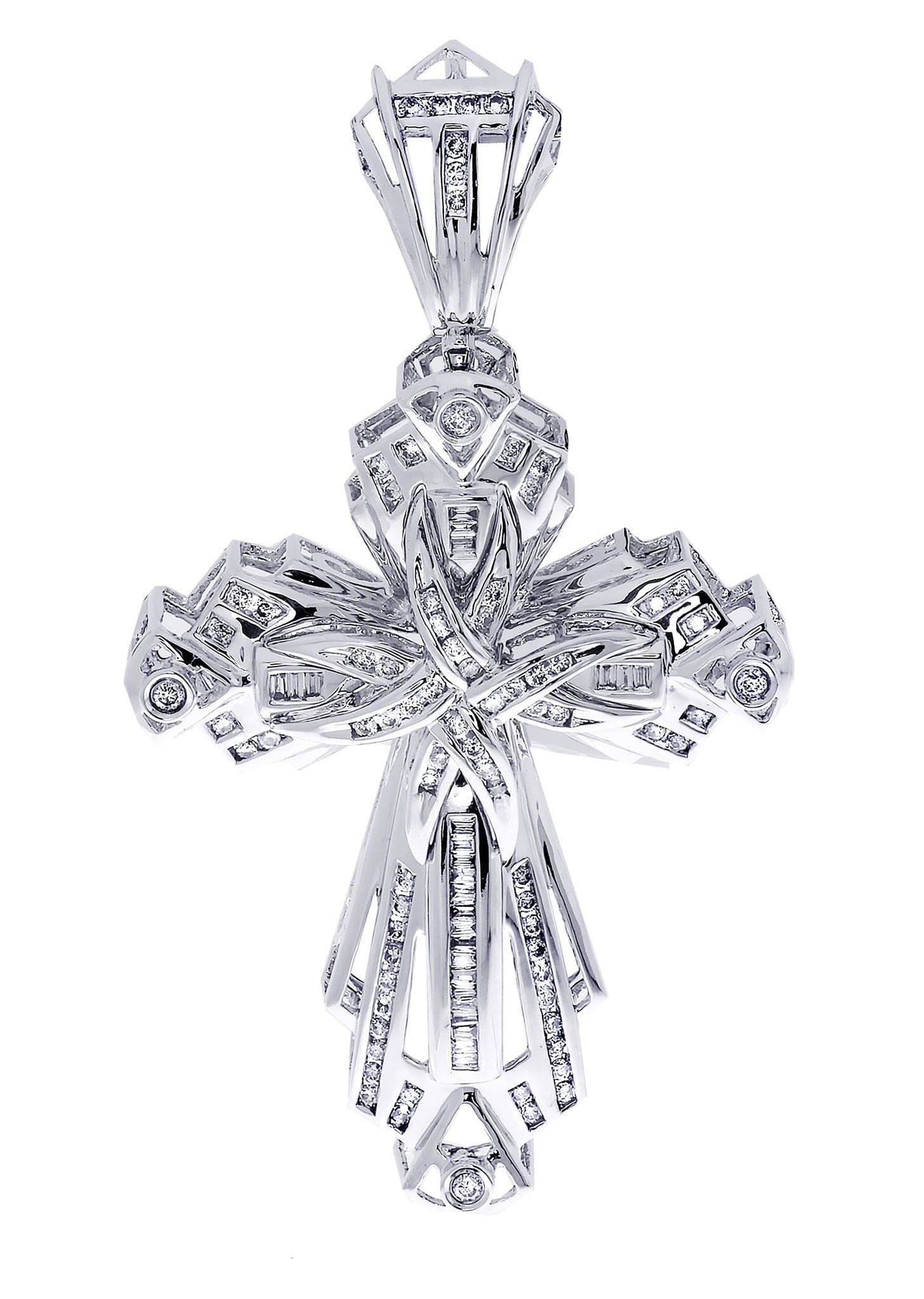 1.23 Carat Diamond Cross Pendant Necklace - 20.4 Grams Solid Gold Religious Jewelry for Women & Men - Perfect for Baptism, First Communion & Gifts